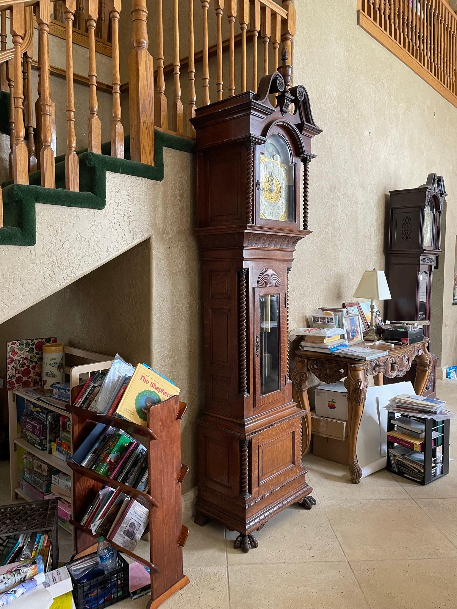 Walter Durfee Tall Case 9-Tube Grandfather Clock Carved Intricately by ...