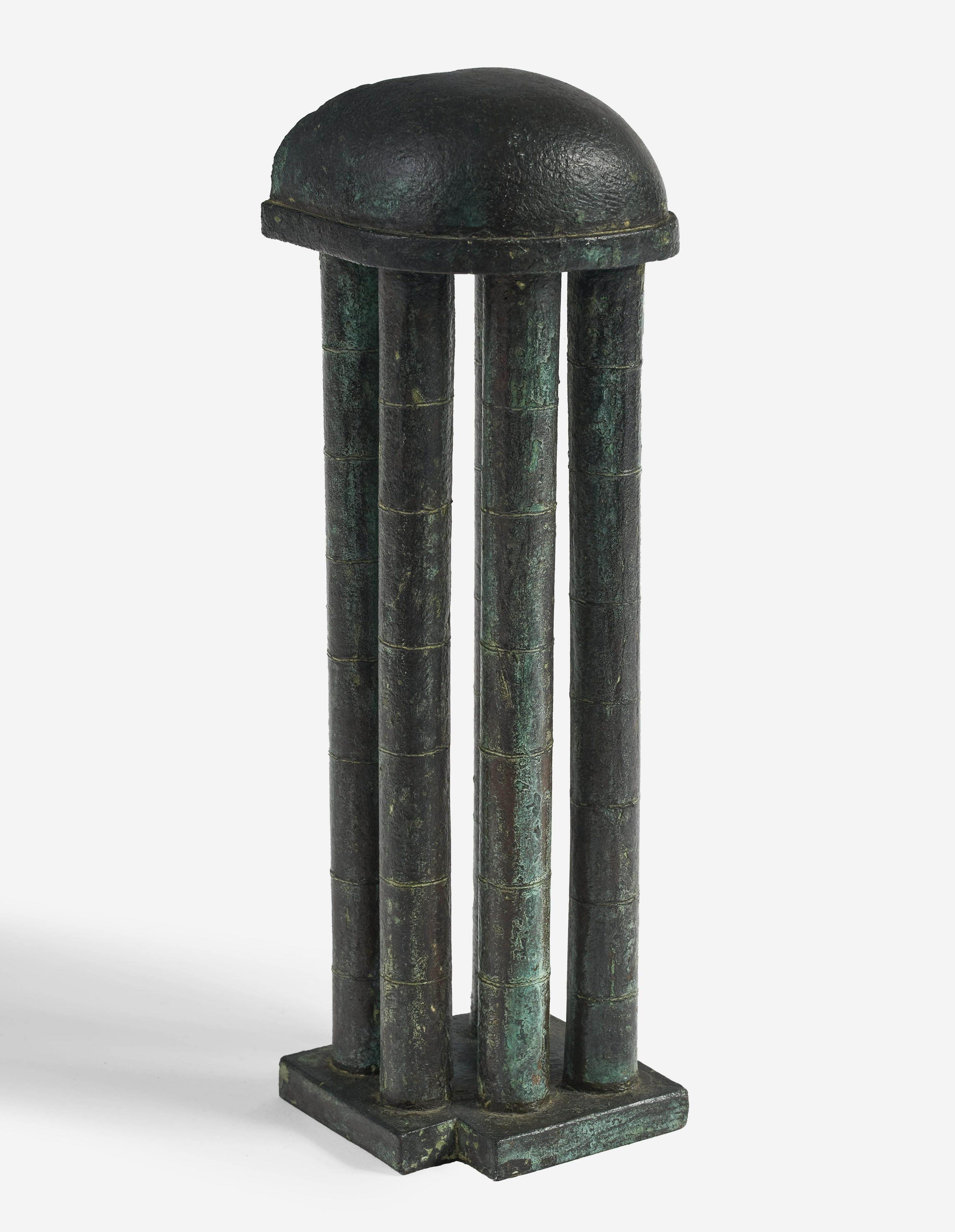 Architektonische Bronze-Modell-Skulptur Tempio Bretton-Architektur-Maquette aus Bronze