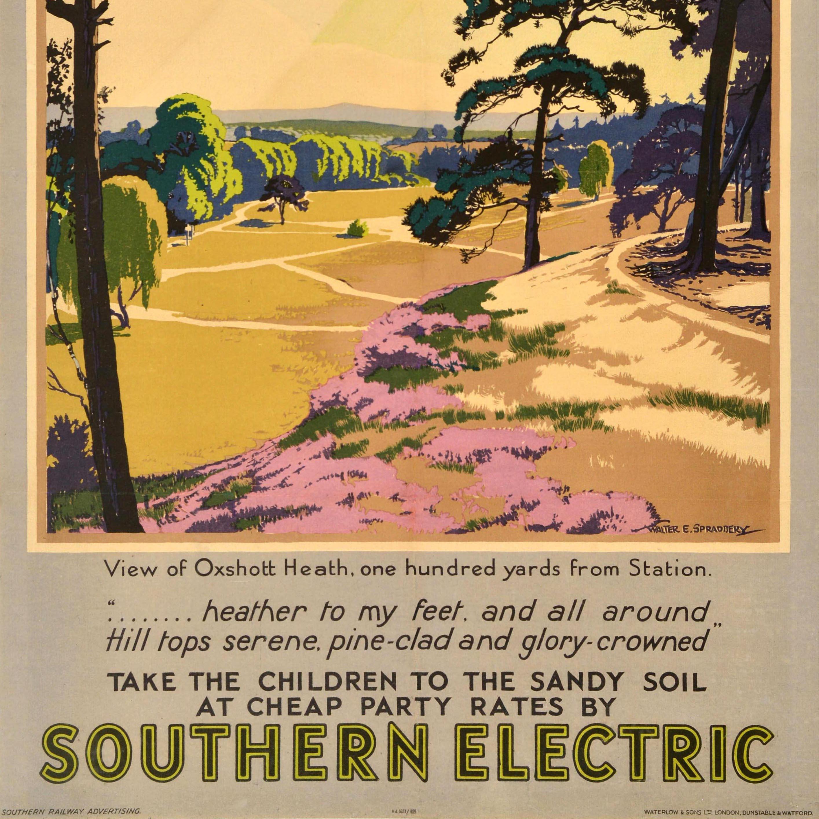 Original Vintage-Vintage-Zug-Reiseplakat Southern Electric Railway Oxshott Surrey im Angebot 1