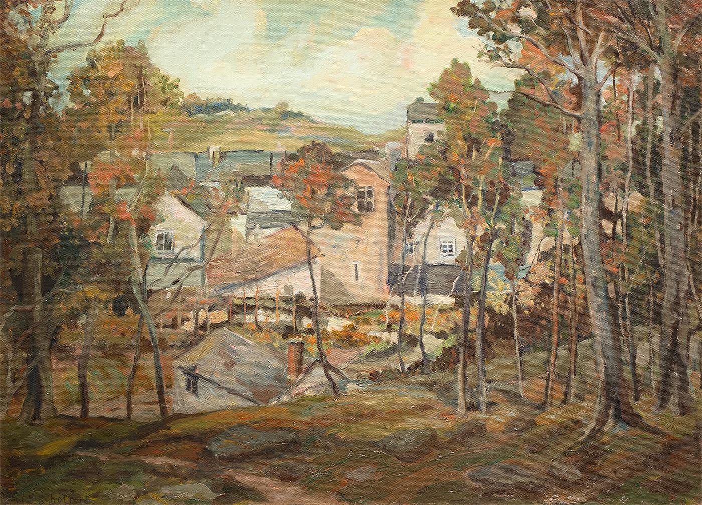 Landscape Painting de Walter Elmer Schofield - Pueblo de Cornualles