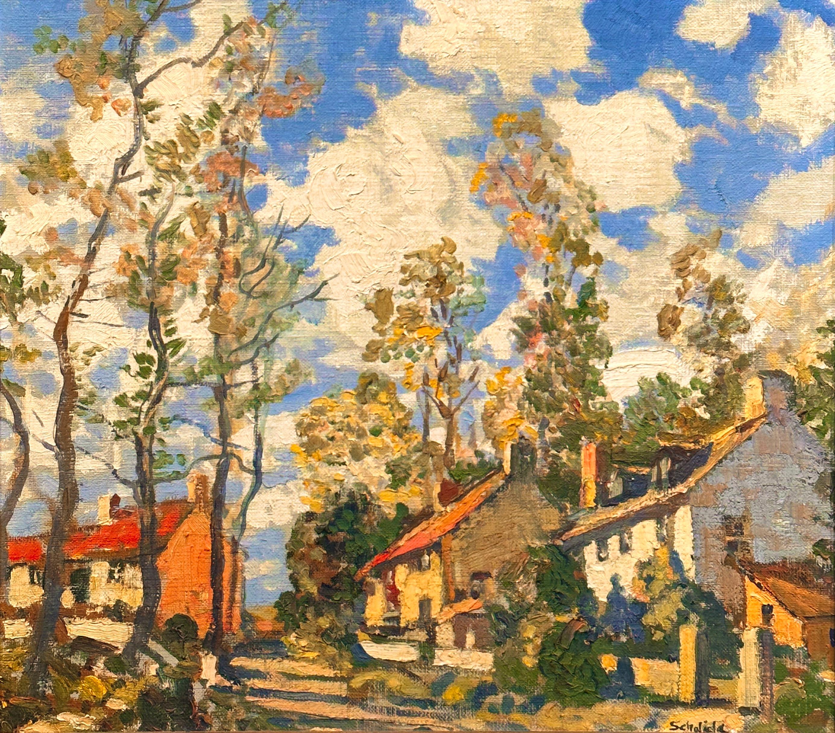 Walter Elmer Schofield Landscape Painting - Trewinnard Farm, Cornwall, Landscape, Oil on Canvas, American Impressionism