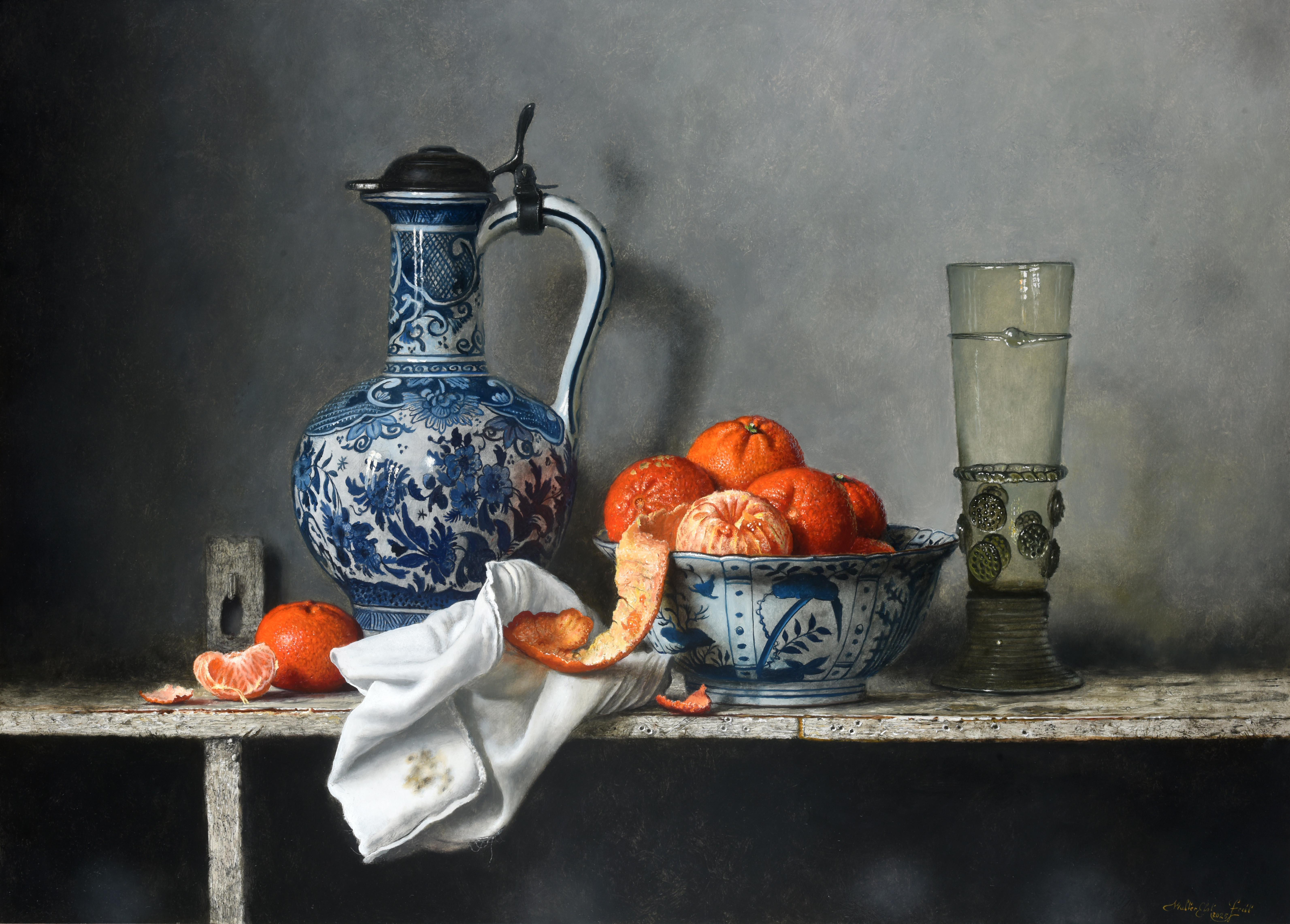 Arabische Mandarijnen Arabic Mandarins Tangerin Fruit Still Life En Stock - Painting de Walter Elst