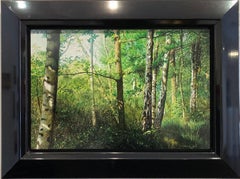 Berkenbos Birch Forest in Spring Mood Oil Painting on Panel Wood In Stock