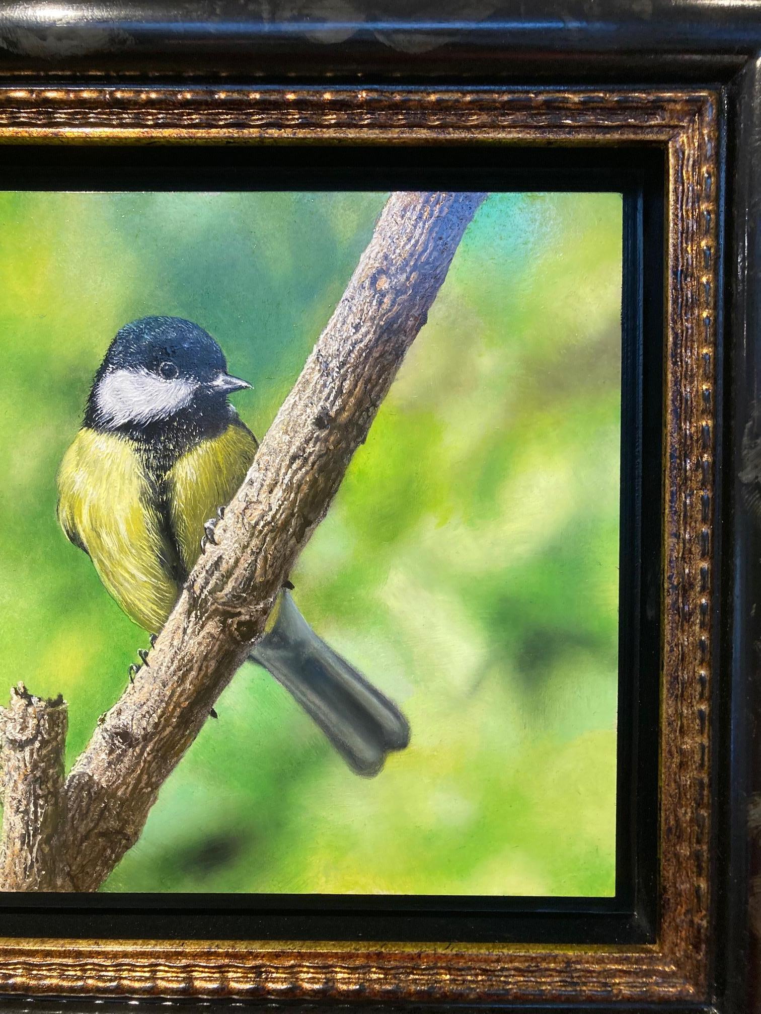 Bescheiden Koolmees Modest Coal Tit Oil Painting on Panel Bird Nature In Stock For Sale 2