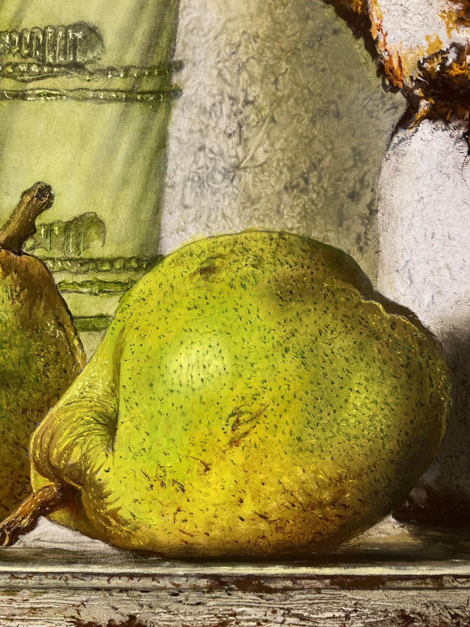 Bunker Vondst Find with Comice Peren Pears Oil Painting on Panel 2023 In Stock For Sale 1