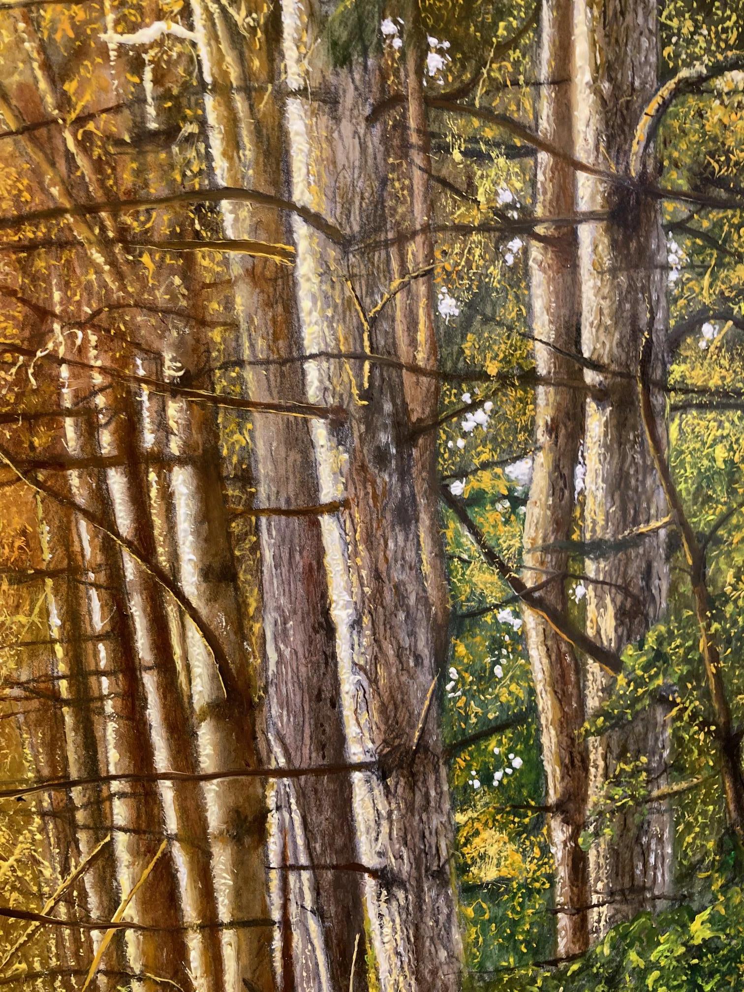 Dennenbosdreef Pineta Pittura ad olio su pannello Nature Wood Tree In magazzino in vendita 3