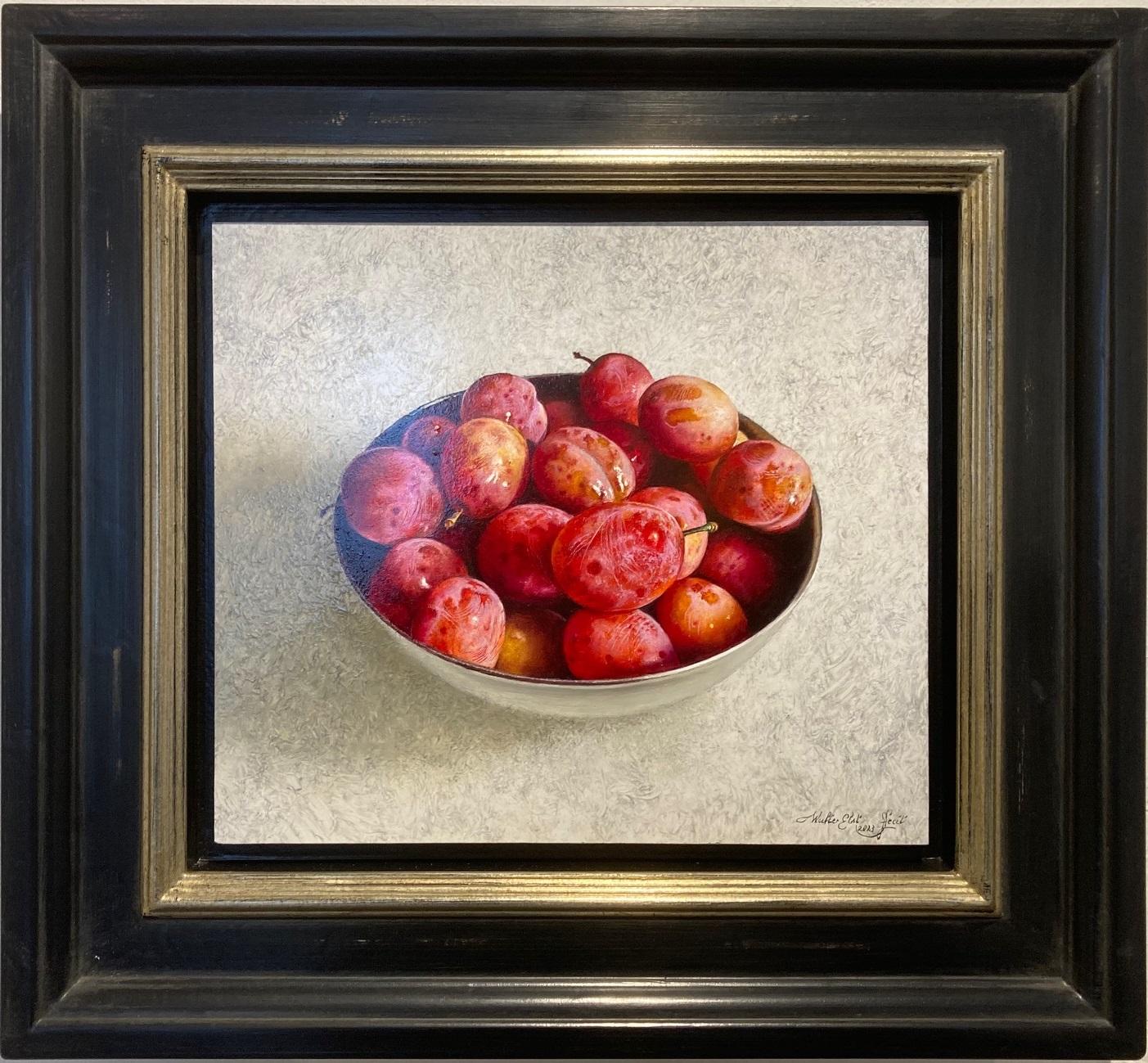 Een Mooie Oogst Oil Painting on Panel Beautiful Crop Prunes In Stock 