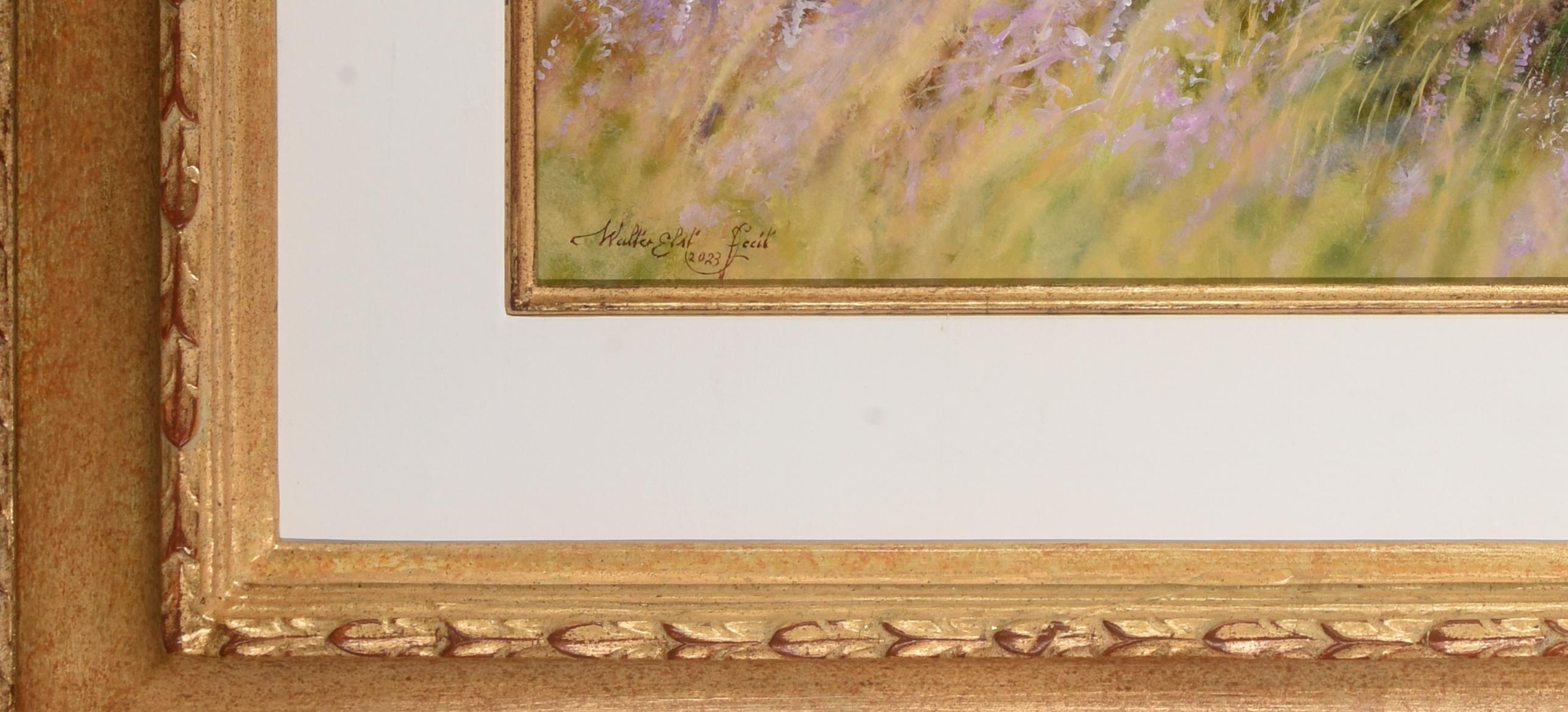 Heide in Bloei Heather in Bloom Oil Painting on Panel Landscape In Stock For Sale 1