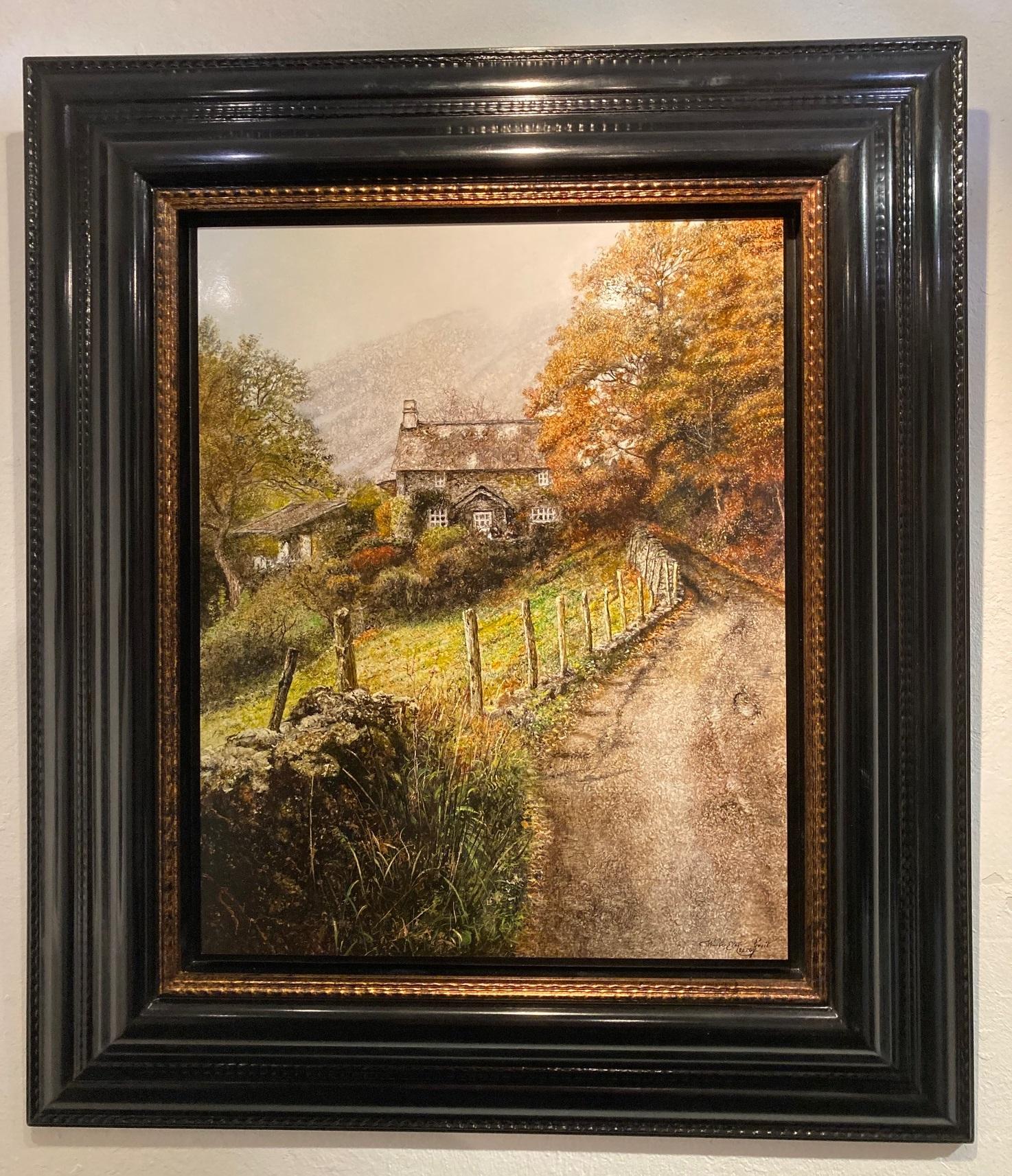 Walter Elst Landscape Painting - Herfst in Beieren Autumn Oil Painting on Panel  Village Nature In Stock 