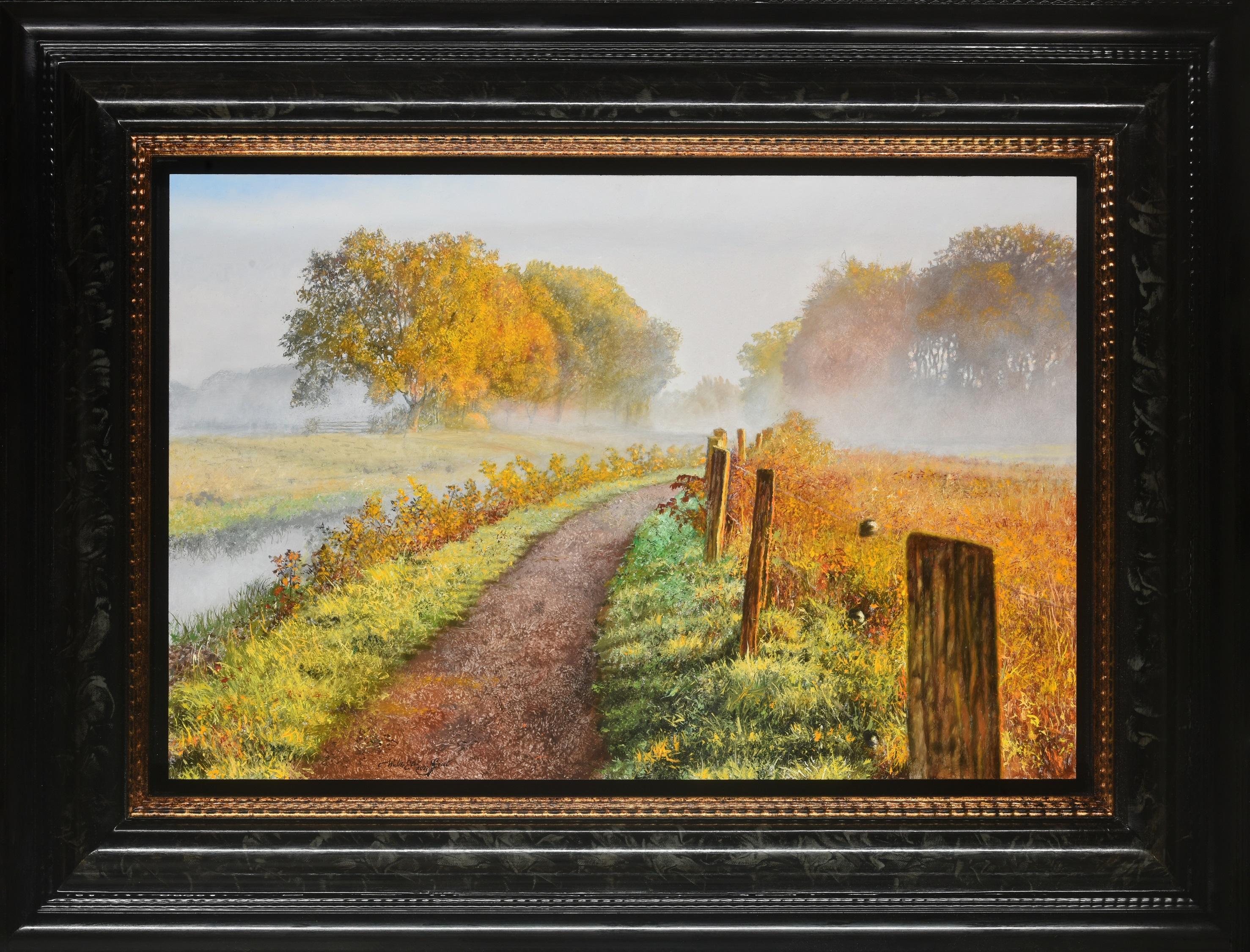 Walter Elst Figurative Painting – Herfstnevels Herbstnebel Ölgemälde auf Leinwand Landschaft Nature In Stock 202333