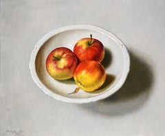 Just Appels Apples Still Life Oil Painting on Panel Fruit Fine Art In Stock