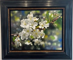 Peinture à l'huile printemps magique sur panneau Fleur de cerisier Nature Fleurs Arbre En stock