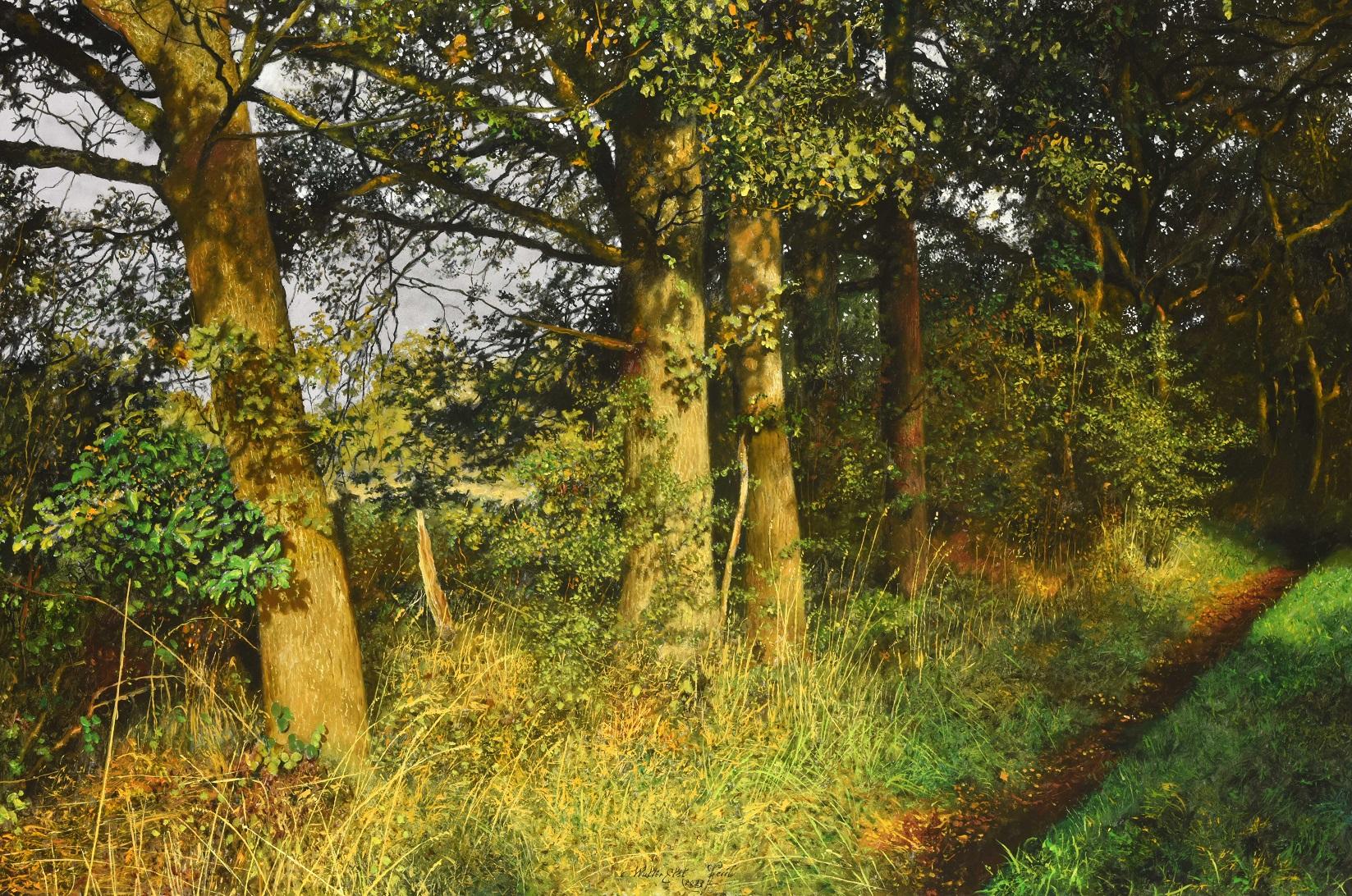 Midzomer Midsummer Pittura a olio su pannello Nature Forest Fine Art In magazzino - Painting di Walter Elst