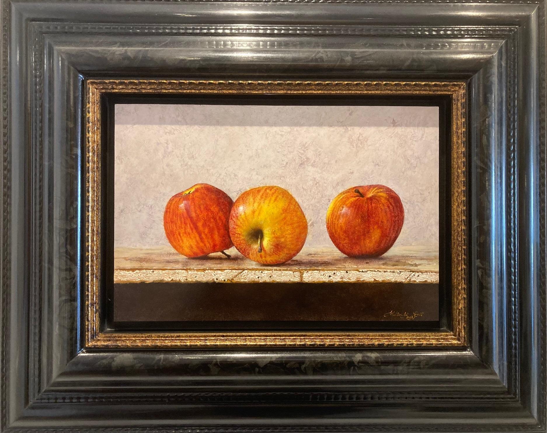 Walter Elst Still-Life Painting – Royal Gala Stillleben Gemälde Öl auf Tafel Obst Vorrätig 