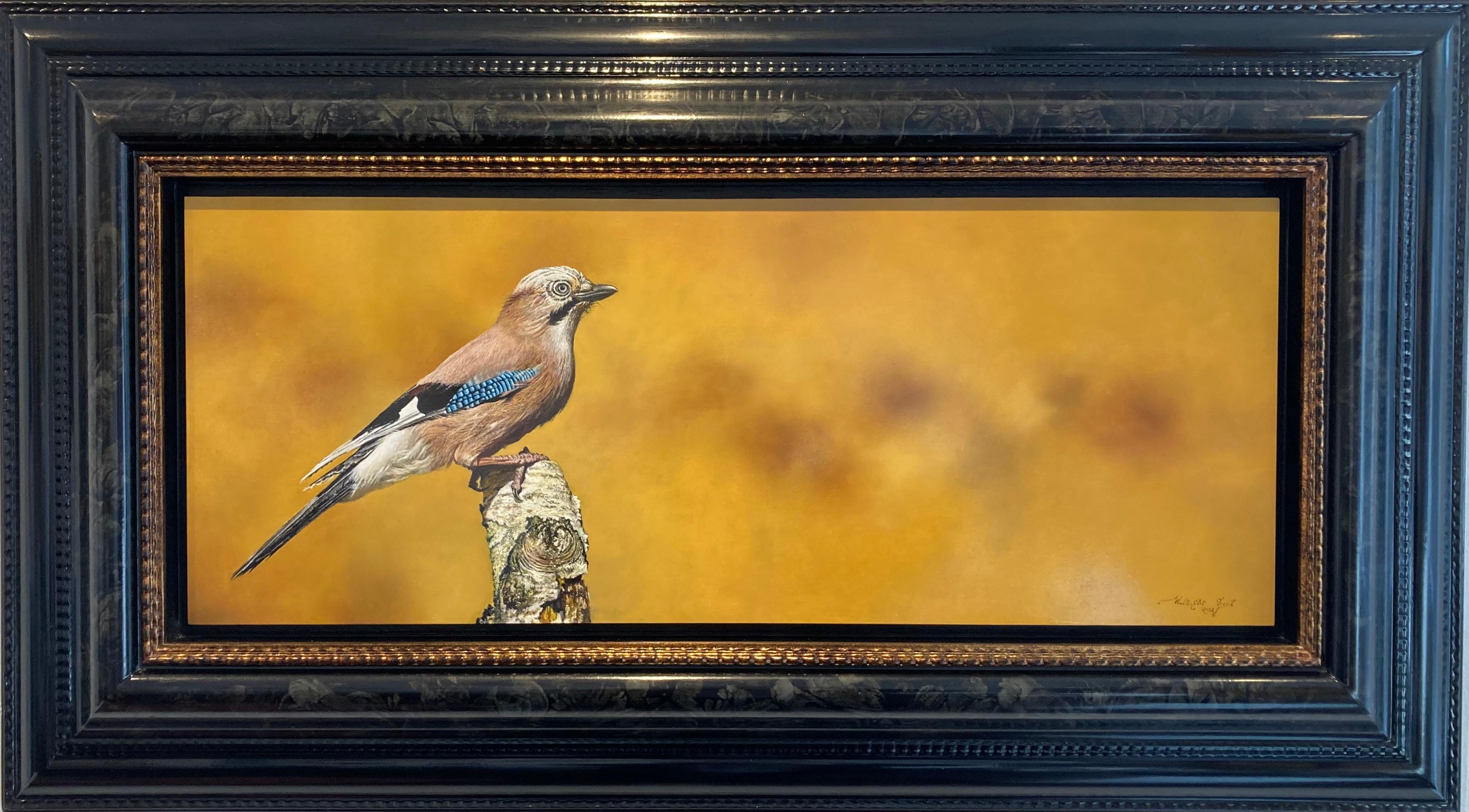 Walter Elst Figurative Painting - Ruthless Rover Oil Painting on Panel Bird Realism Contemporary 2022 In Stock