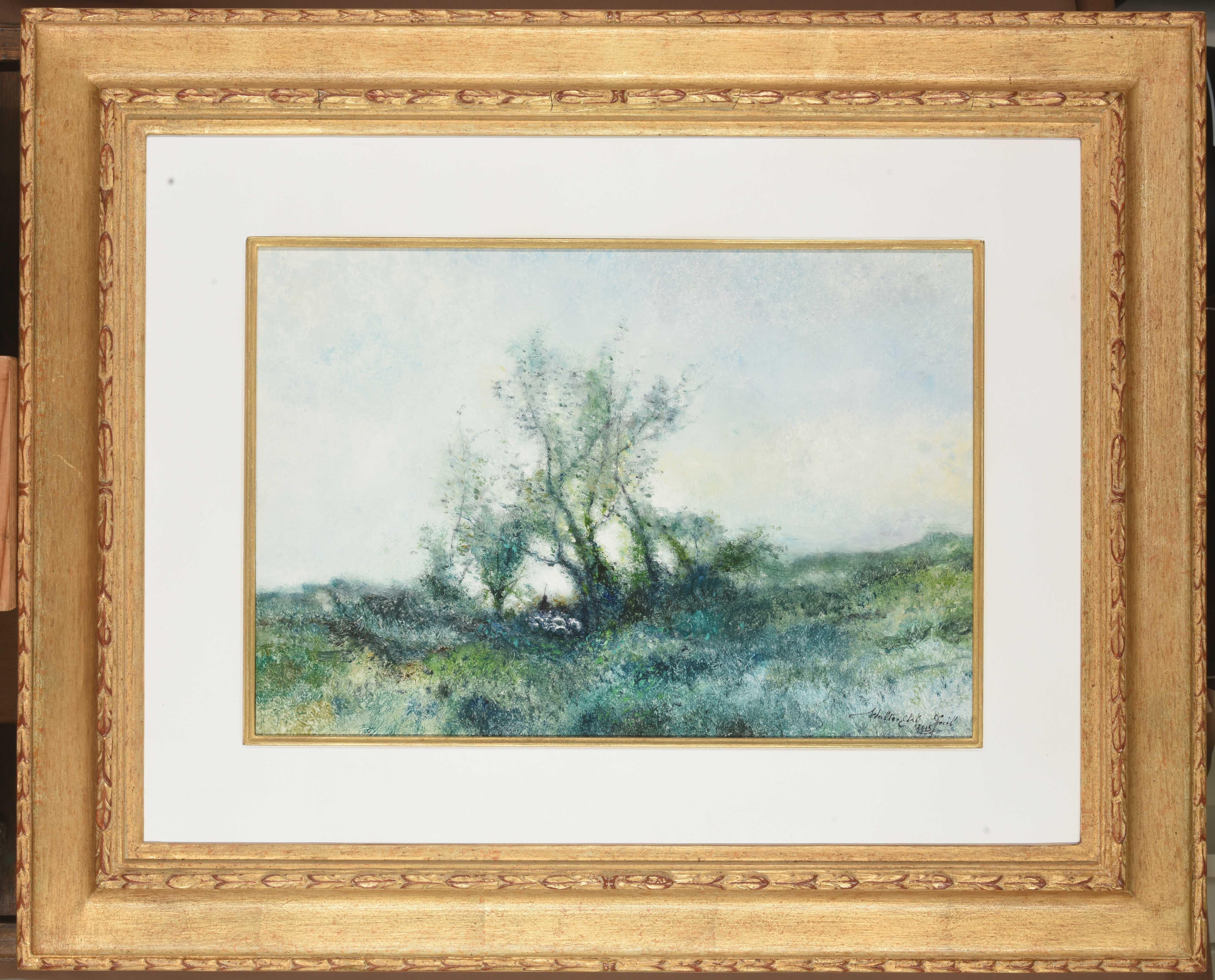 Walter Elst Landscape Painting - Schaapsherder Sheperd Oil Painting on Panel Wood Landscape In Stock