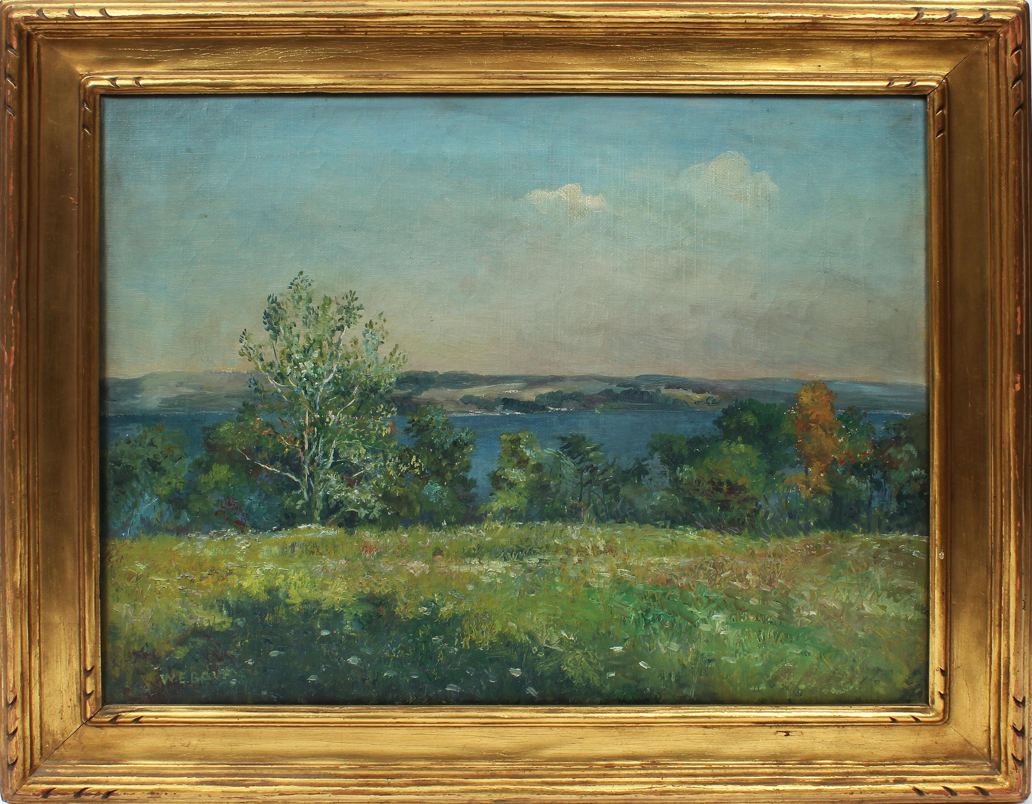 Walter Emerson Baum Landscape Painting - Antique American Impressionist Pennsylvania Exhibited Landscape Oil Painting
