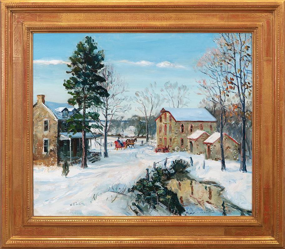 Landscape Painting di Walter Emerson Baum - "Mulino della Contea di Bucks"