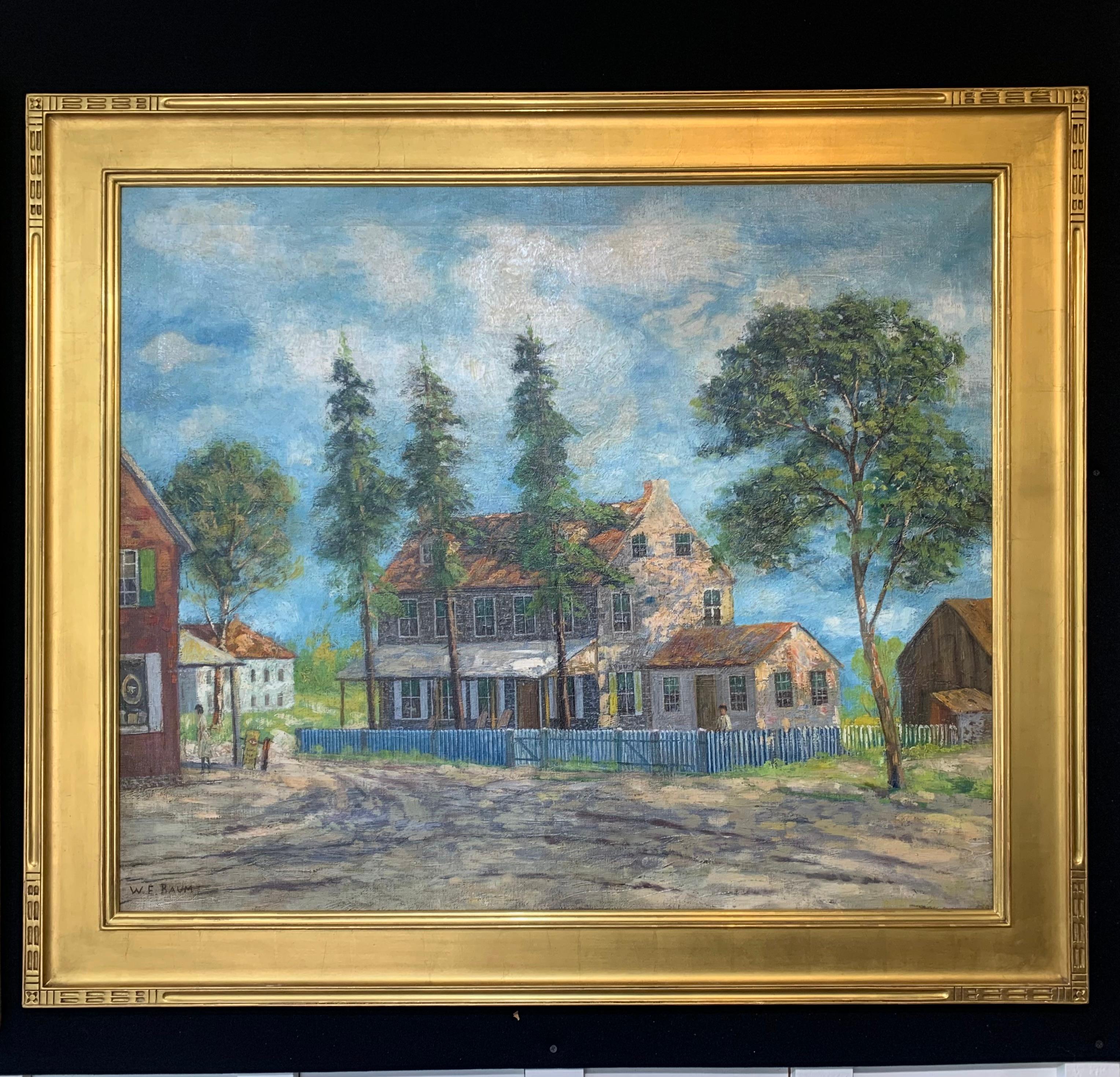 Impressionistische Sommerlandschaft im Stil eines alten Hauses, Regional Pennsylvania – Painting von Walter Emerson Baum