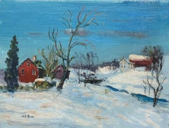 Vintage Pennsbury Road, Regional Pennsylvania Impressionist Winter Snow Landscape