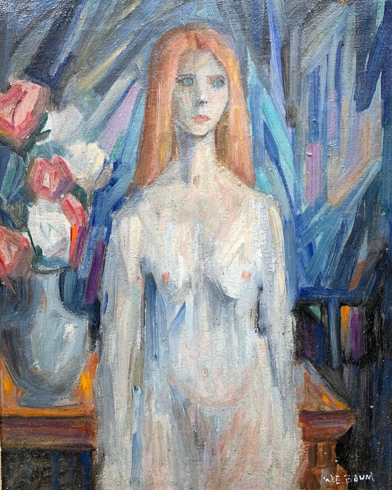 Walter Emerson Baum Abstract Painting - Portrait of a Nude Red Headed Woman