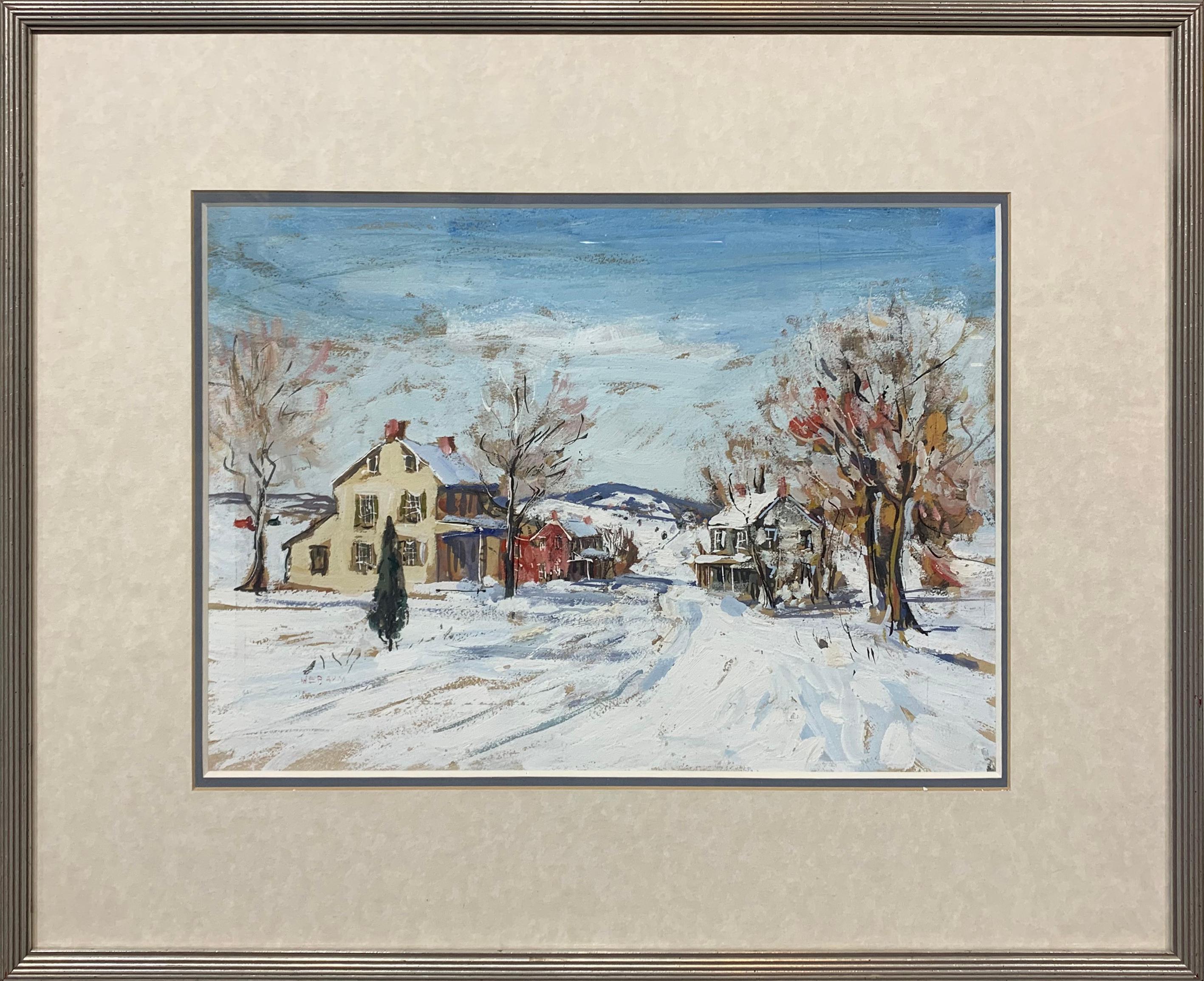 Sellersville Snow Scene, Regional Pennsylvania Impressionist Winter Landscape - Painting by Walter Emerson Baum