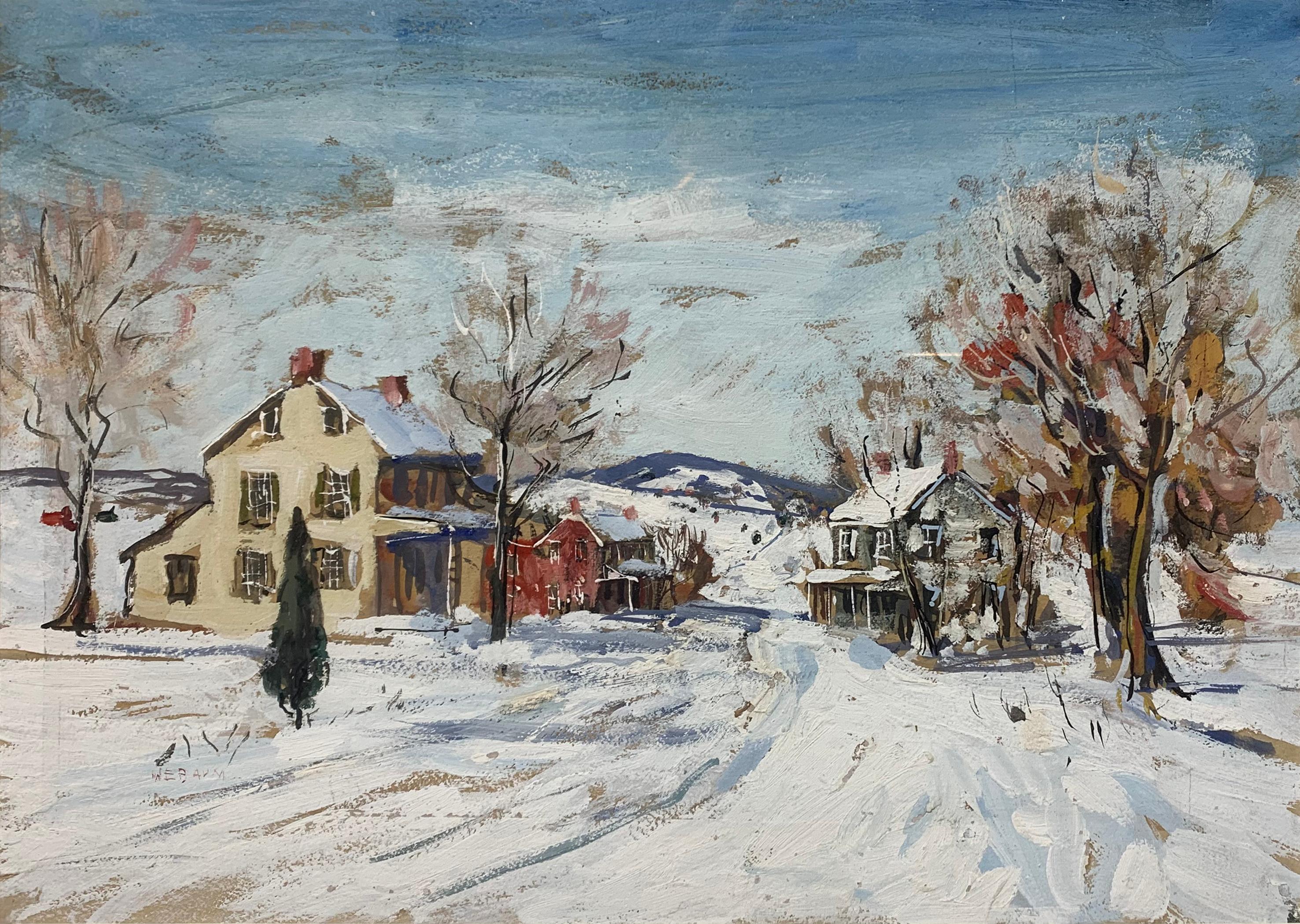 Walter Emerson Baum Landscape Painting - Sellersville Snow Scene, Regional Pennsylvania Impressionist Winter Landscape