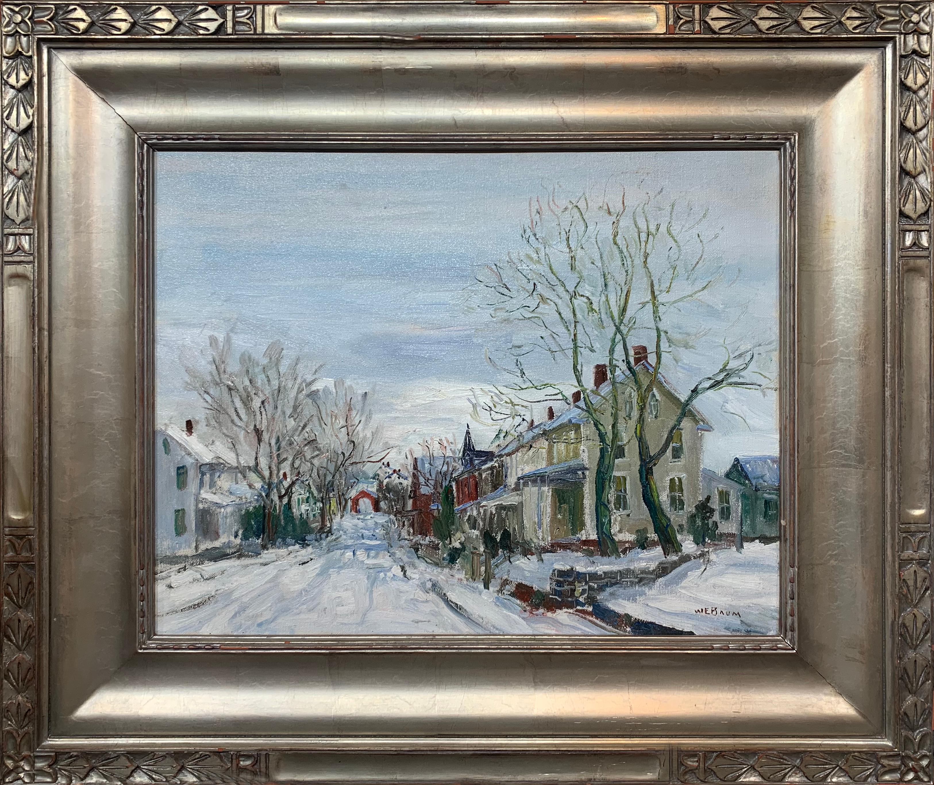 South Perkasie PA, Regional Pennsylvania Impressionist Winter Snow Landscape - Painting by Walter Emerson Baum