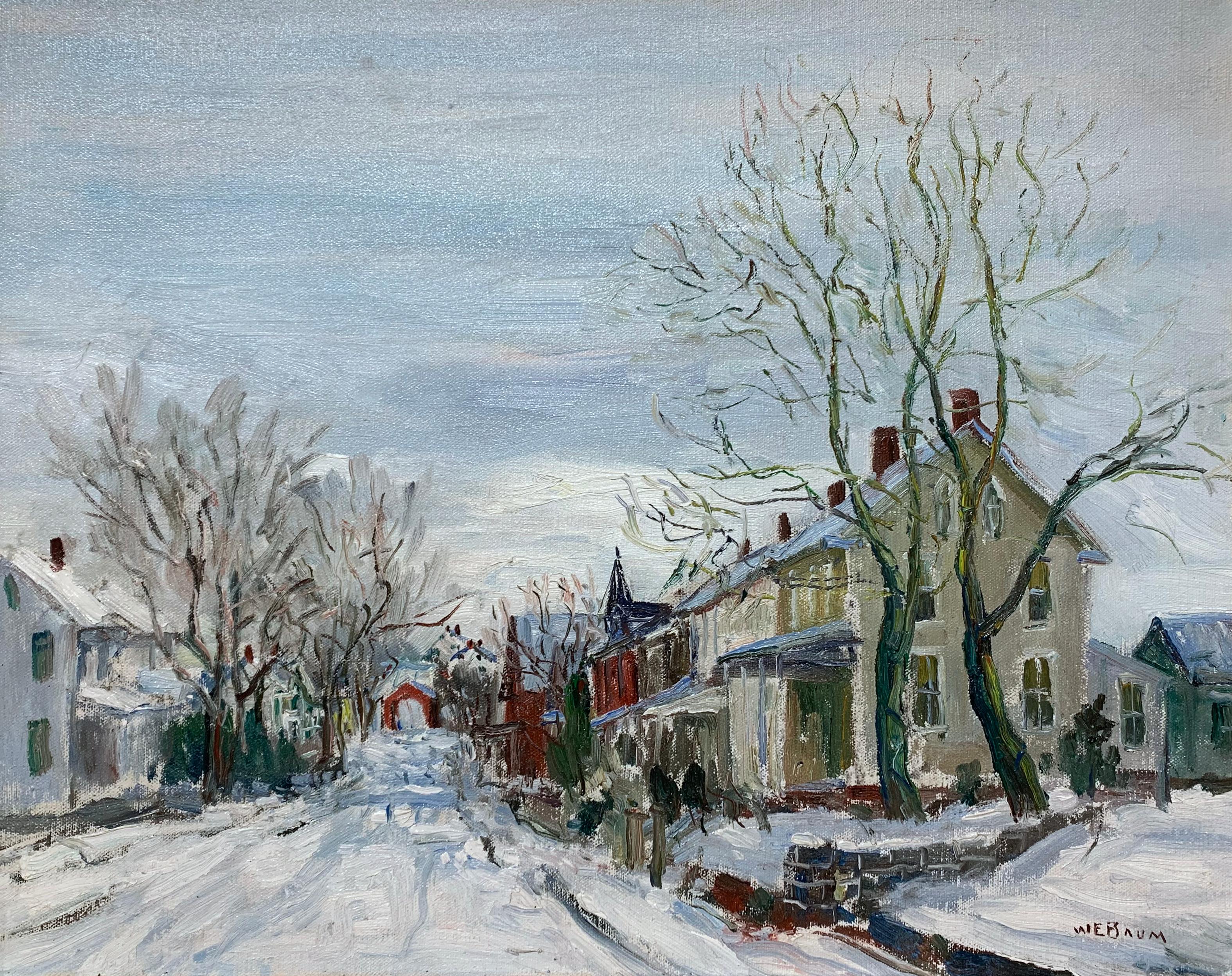 Walter Emerson Baum Landscape Painting - South Perkasie PA, Regional Pennsylvania Impressionist Winter Snow Landscape