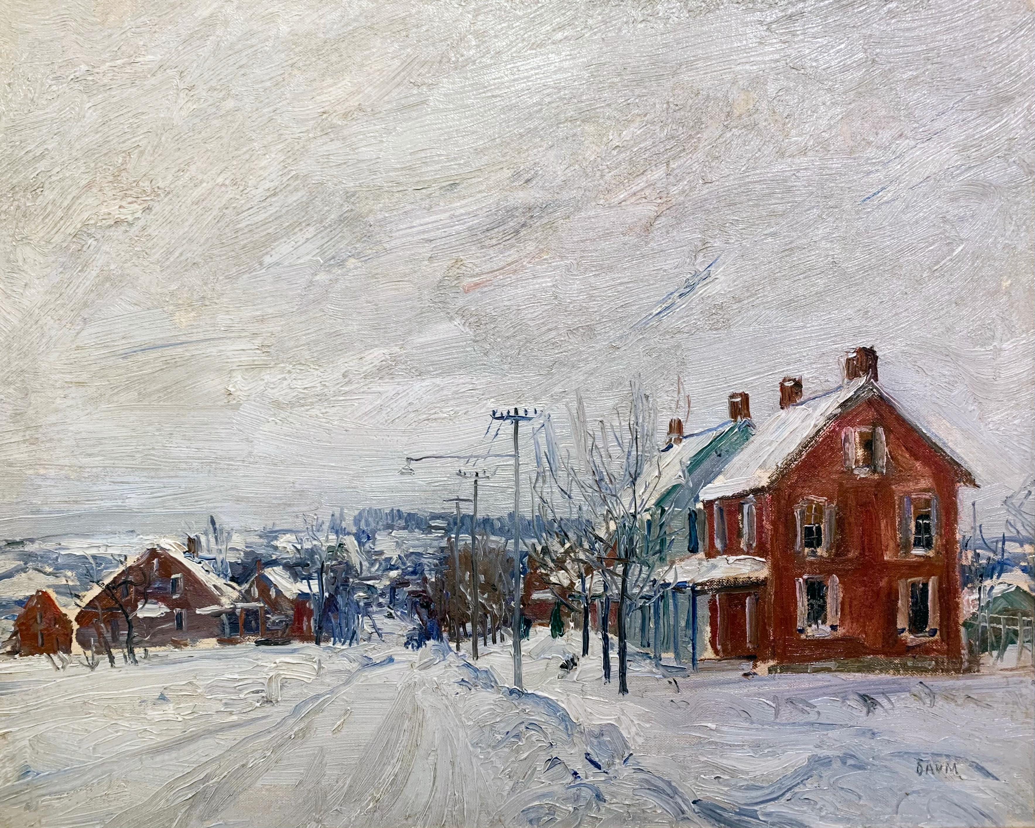 View of Sellersville, Pennsylvania Impressionist Winter Landscape, Bucks County - Painting by Walter Emerson Baum
