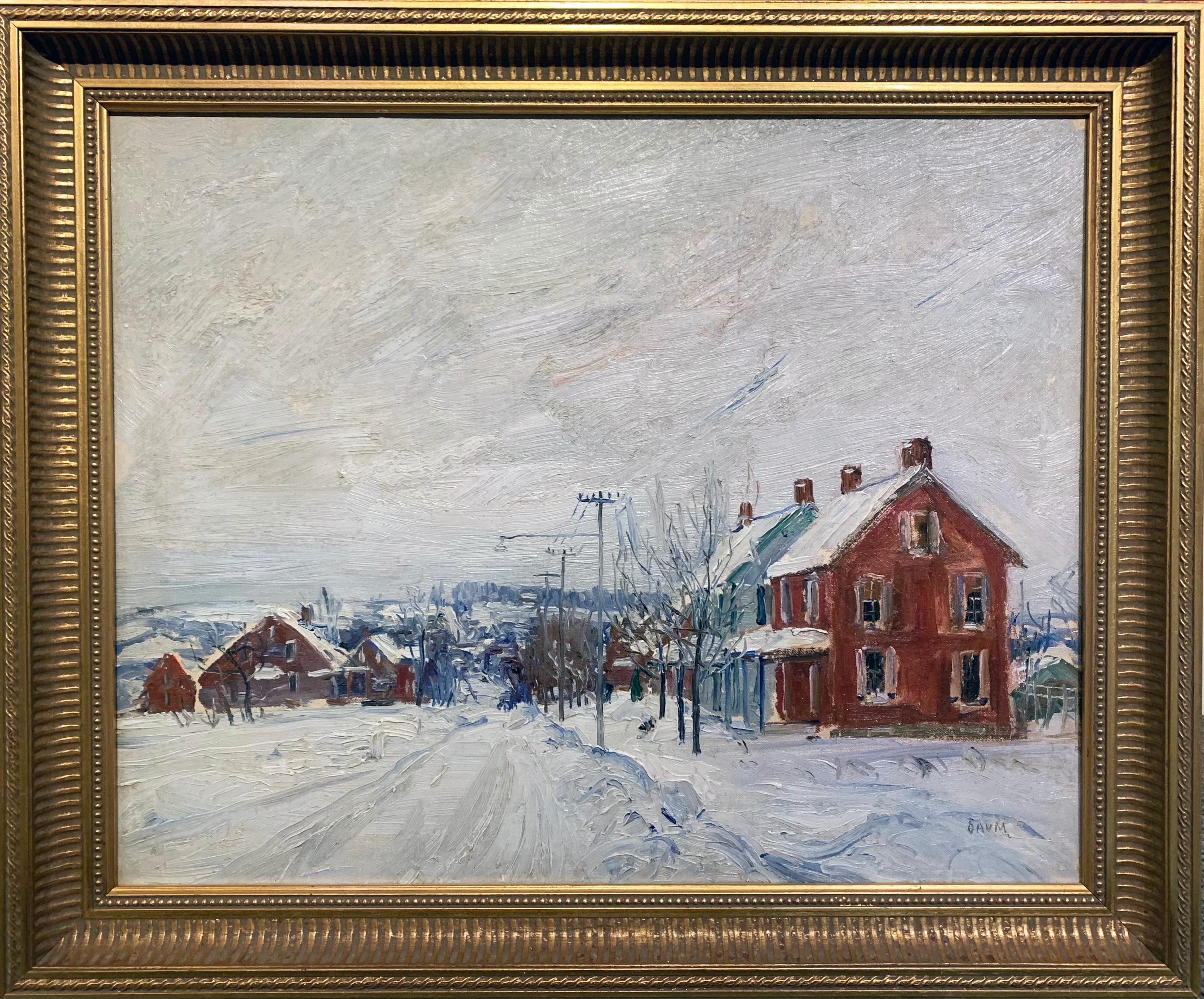 Walter Emerson Baum Landscape Painting - View of Sellersville, Pennsylvania Impressionist Winter Landscape, Bucks County