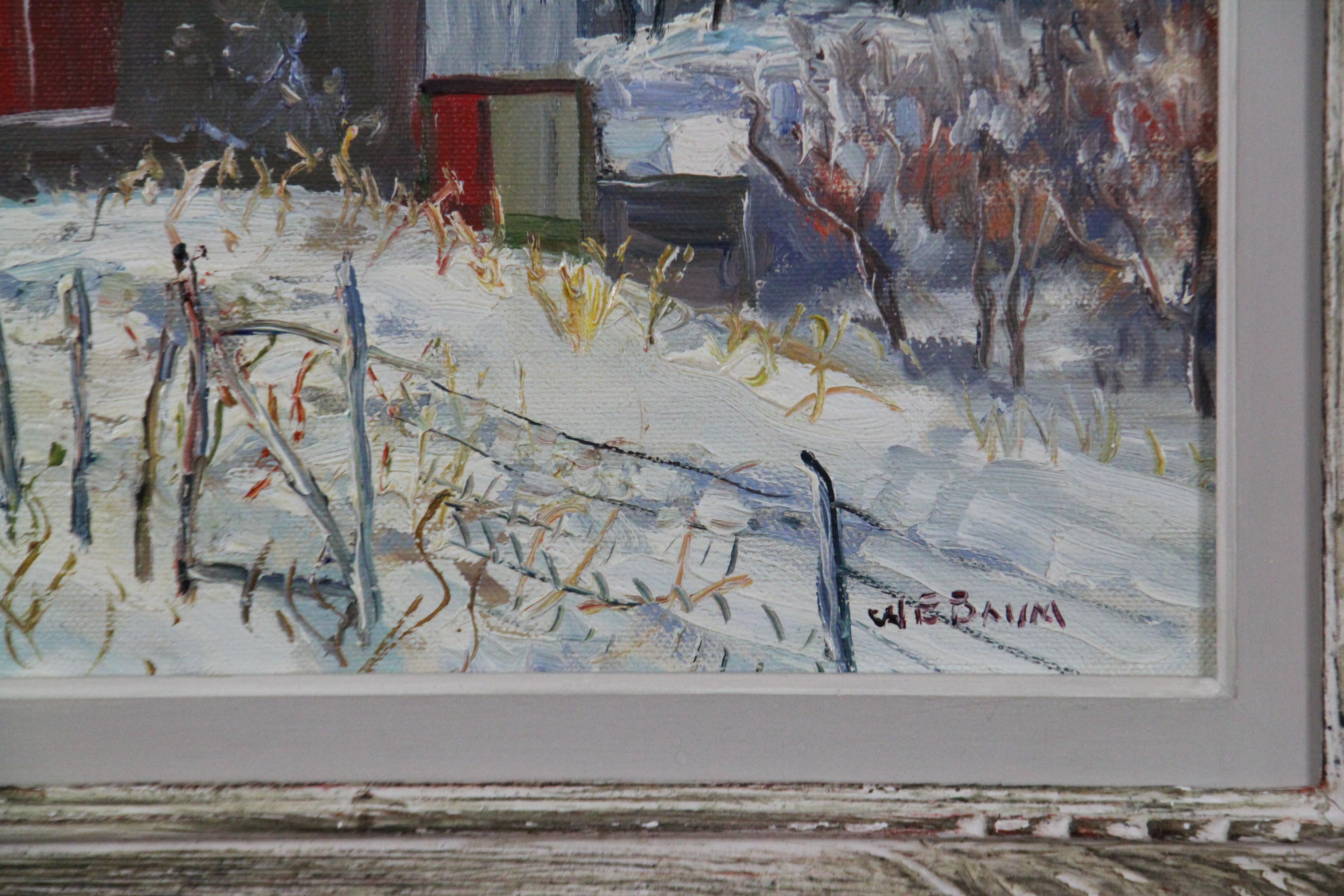 Walter Baum, Sellersville - Trumbauersville Road, Oil on Canvas, Signed - Painting by Walter Emerson Baum