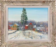 Antique Walter Baum, Sellersville - Trumbauersville Road, Oil on Canvas, Signed