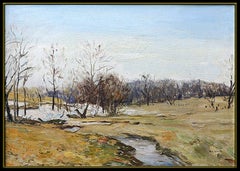 Walter Emerson Baum Original Oil Painting on Board Signed River Landscape Art