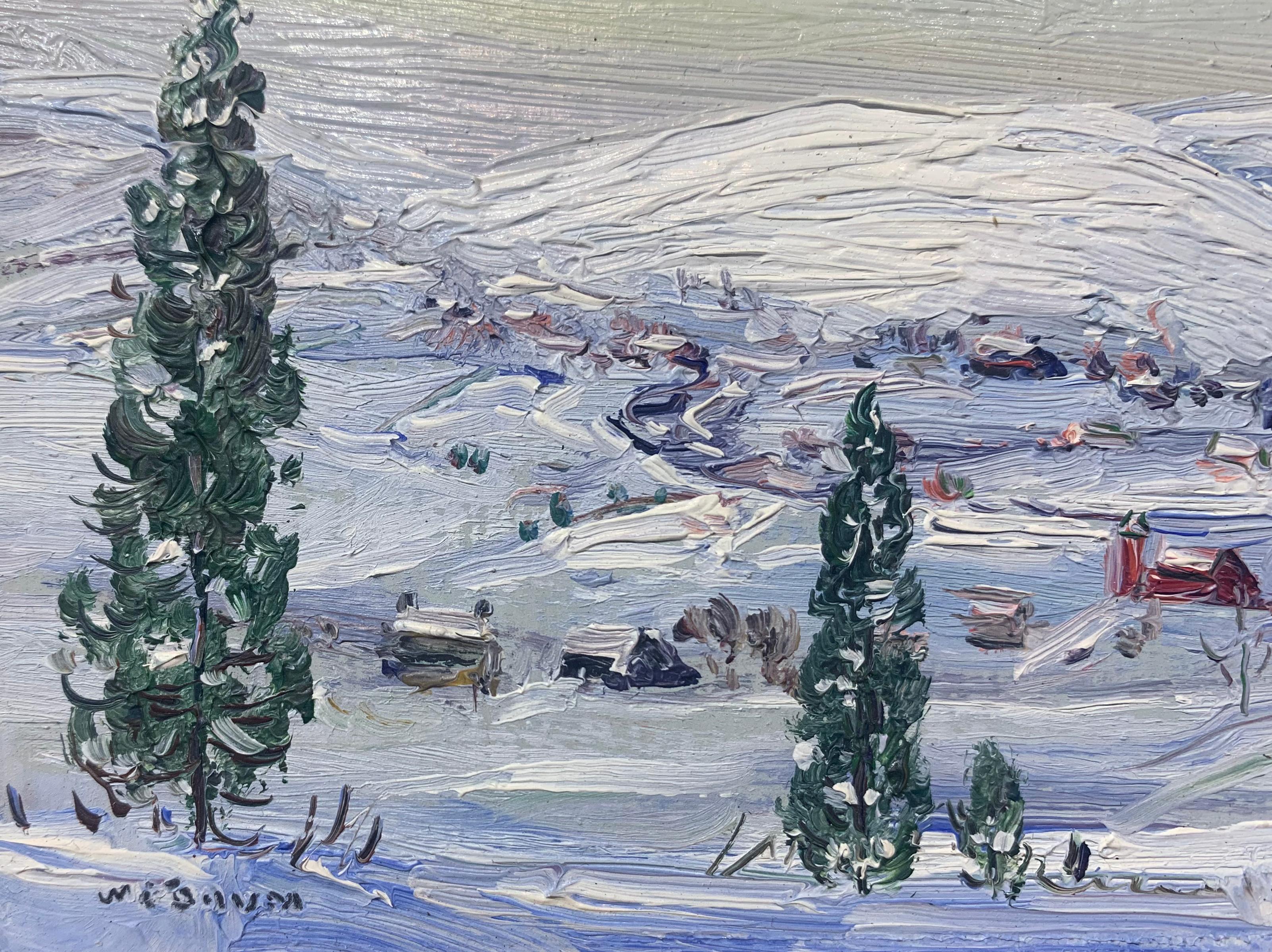 snowy landscape painting