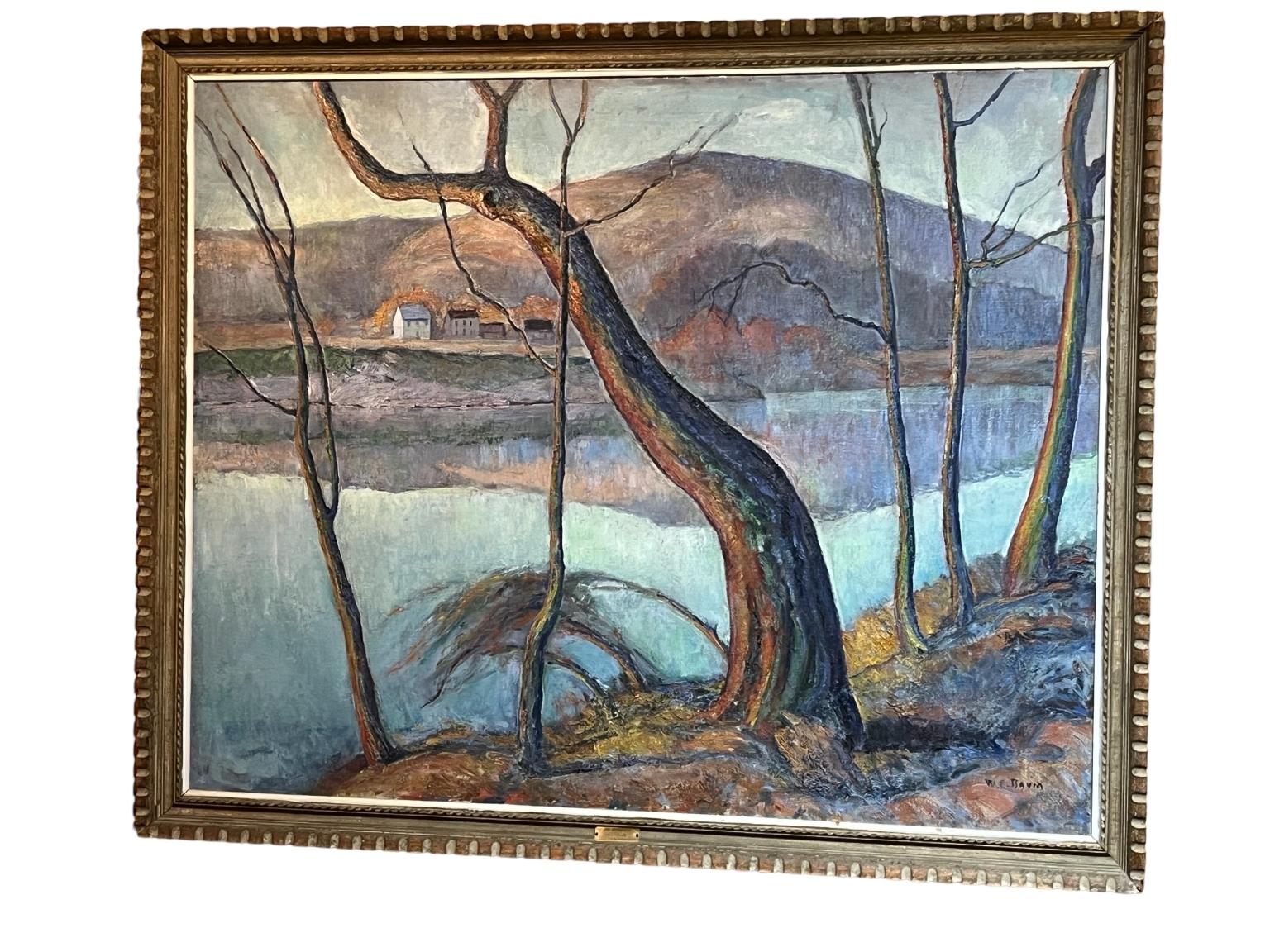 Canvas Walter Emerson Baum Painting Titled The Delaware Circa 1930’s-40 For Sale