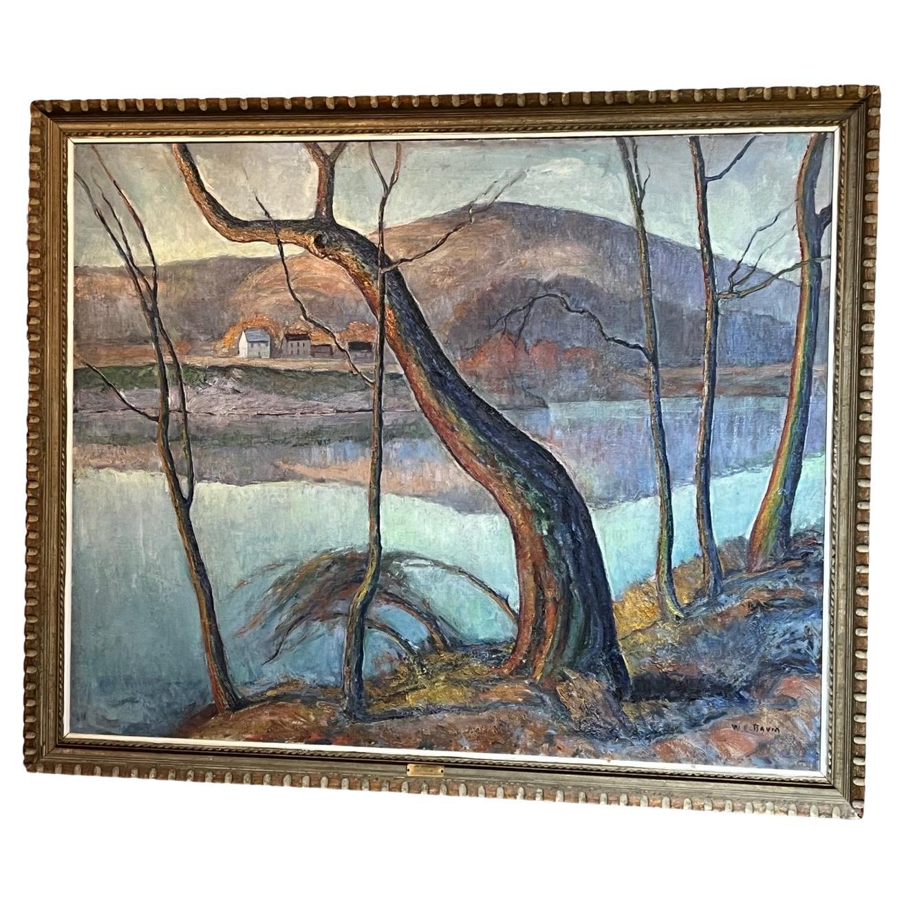 Walter Emerson Baum Painting Titled The Delaware Circa 1930’s-40 For Sale