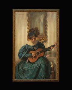 Portrait of a Lady Playing The Guitar, 19th Century   by WALTER ERNEST WEBSTER