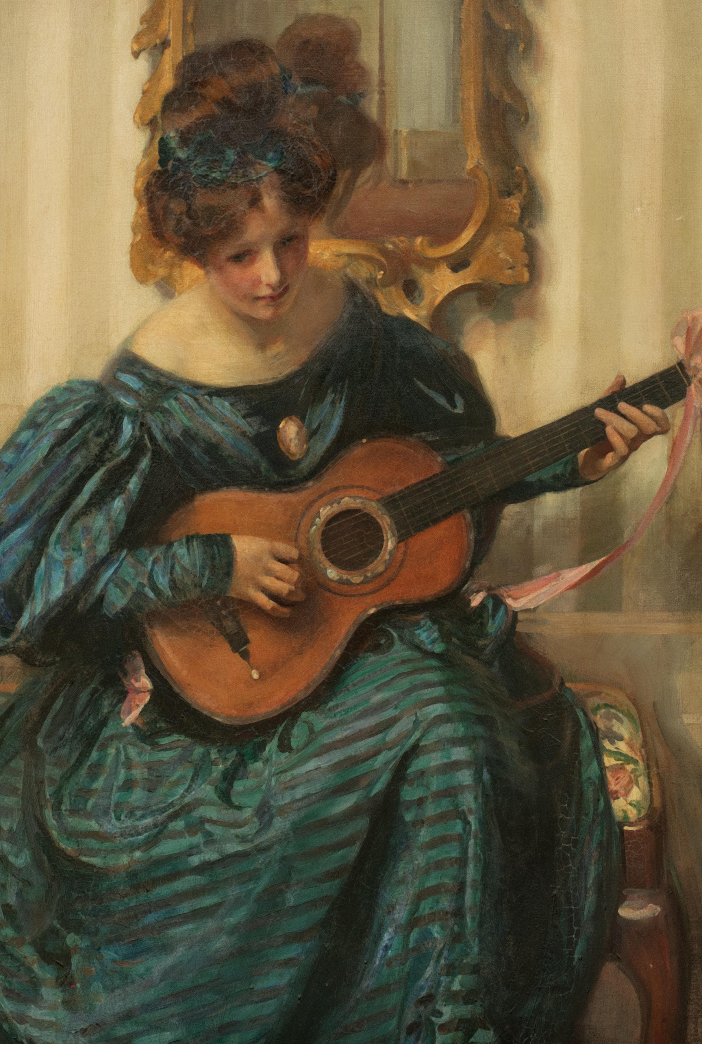 Portrait of a Lady Playing The Guitar, 19th Century   by WALTER ERNEST WEBSTER  For Sale 2