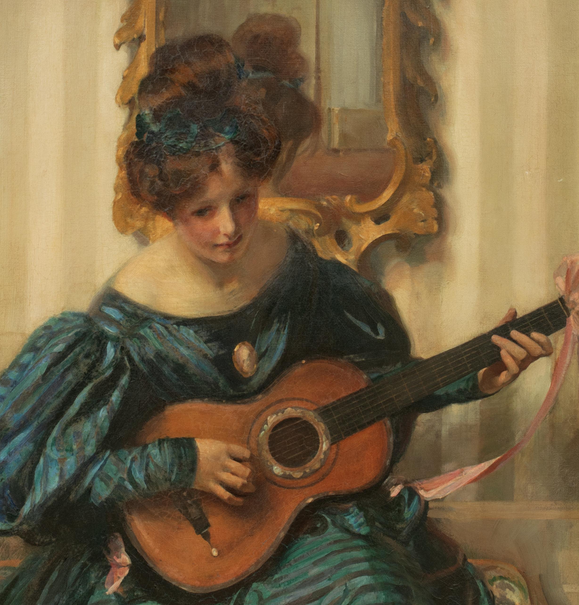 Portrait of a Lady Playing The Guitar, 19th Century   by WALTER ERNEST WEBSTER  For Sale 4