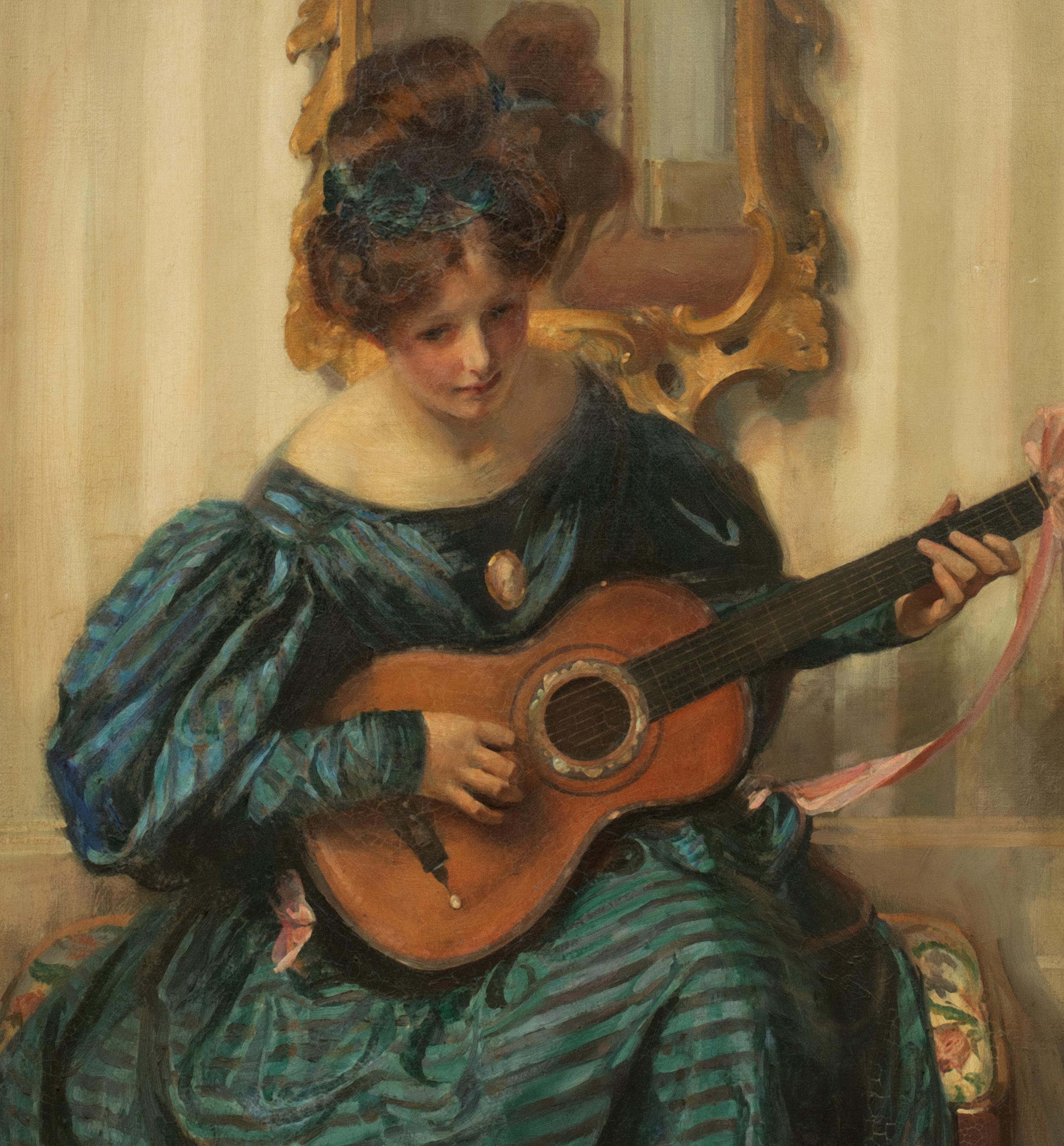 Portrait of a Lady Playing The Guitar, 19th Century   by WALTER ERNEST WEBSTER  For Sale 5
