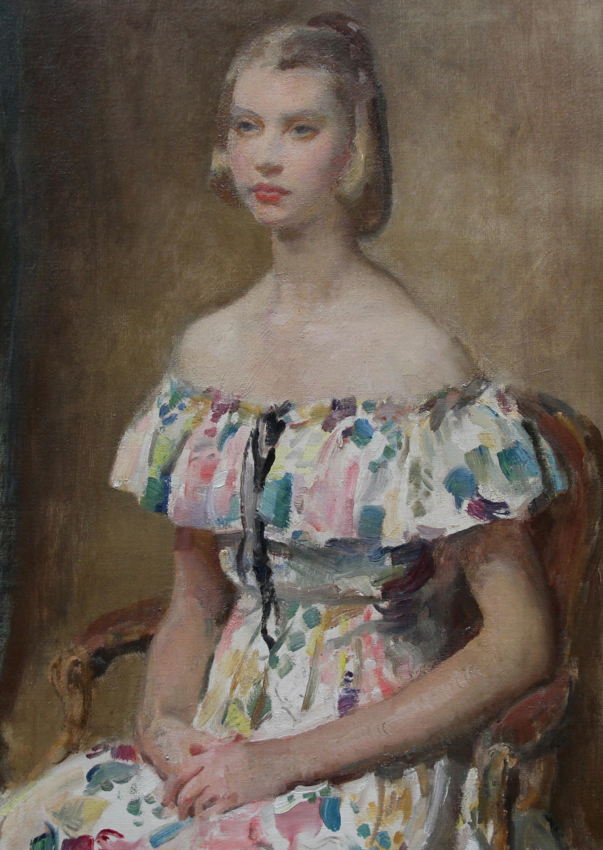 Portrait d'une jeune femme  - Portrait à l'huile impressionniste britannique de l'art des années 20 - Impressionnisme Painting par Walter Ernest Webster