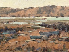 Walter Farndon - Boote entlang der Sümpfe (Öl auf Karton)