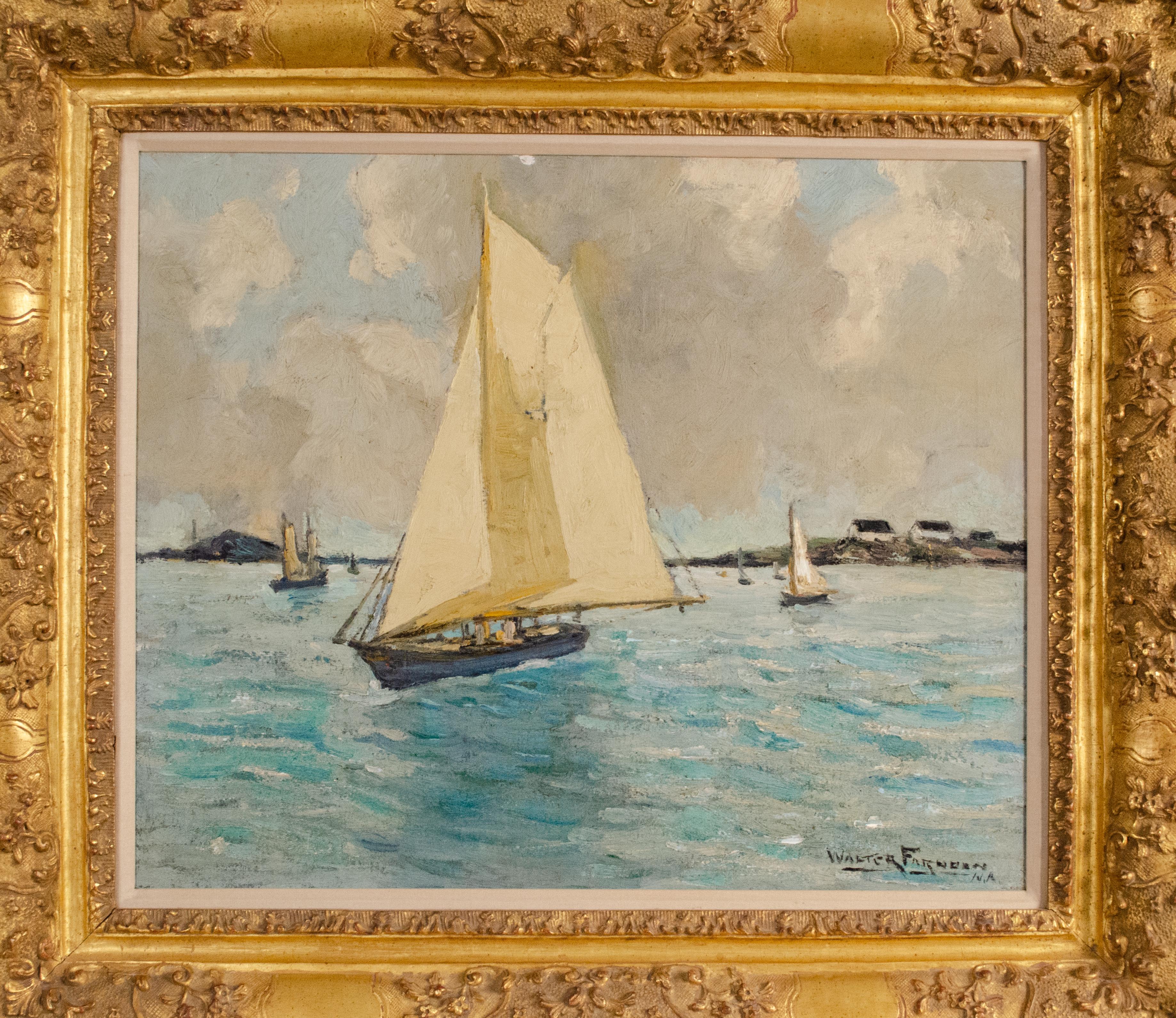 « Le jour du Sound, Walter Farndon, impressionnisme américain, voiliers en vente 1