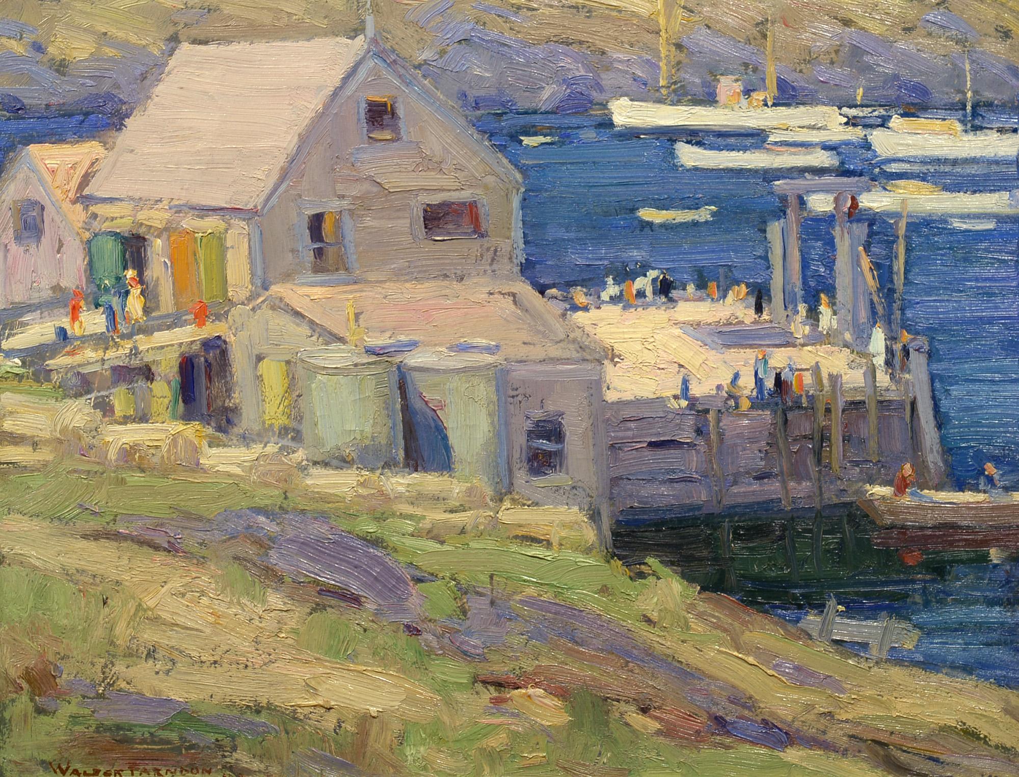 Summer Day, Monhegan Harbor - Painting by Walter Farndon