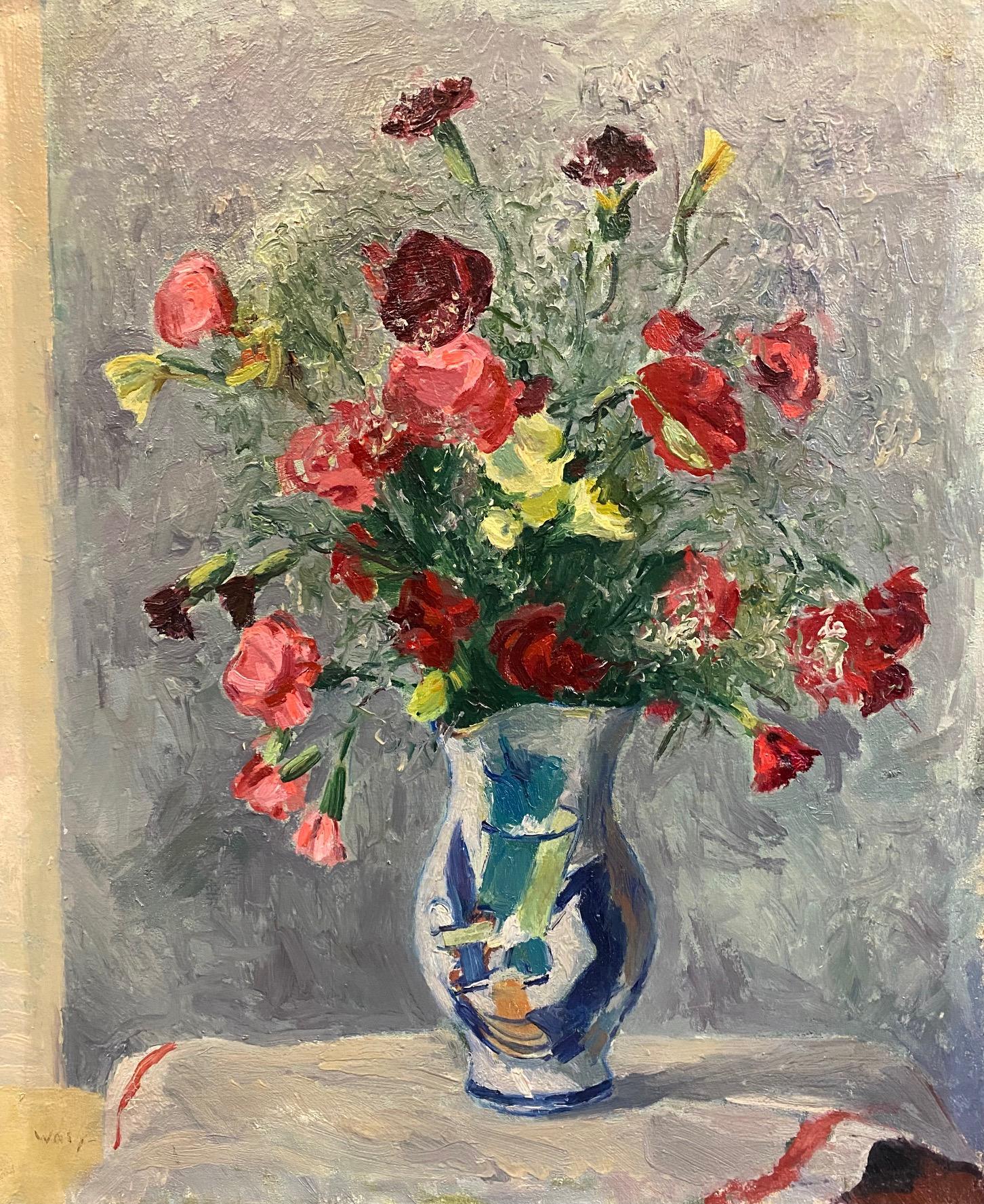 Walter Felix WUTRICH or "WALY" Still-Life Painting - Bouquet of flowers by WALY - Oil on canvas 53x44 cm