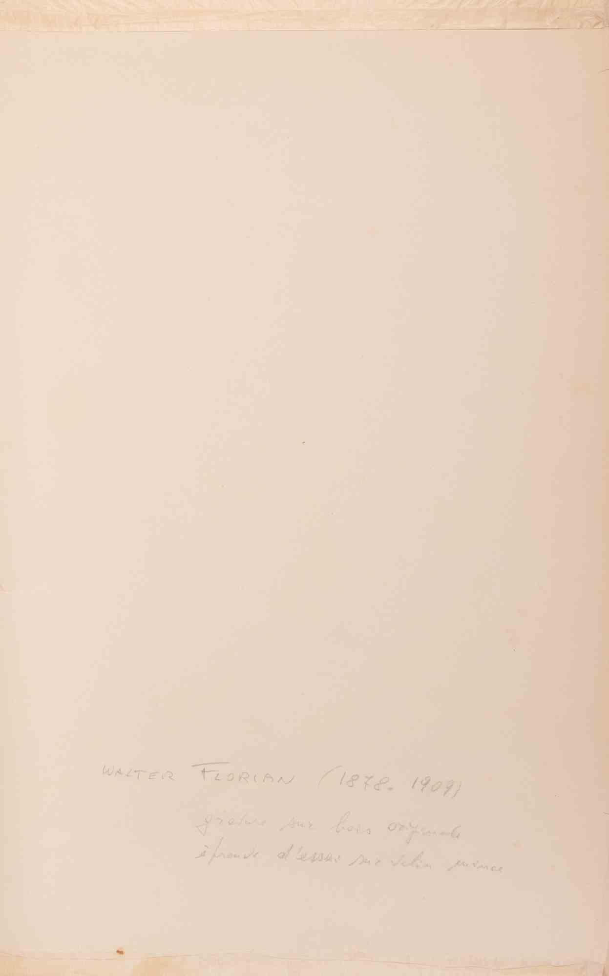 Female Figure with Angelic Presence-Woodcut by Walter Florian-Late 19th Century For Sale 1