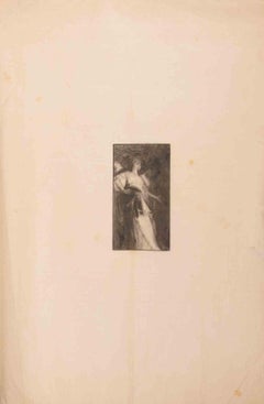 Female Figure with Angelic Presence-Woodcut by Walter Florian-Late 19th Century