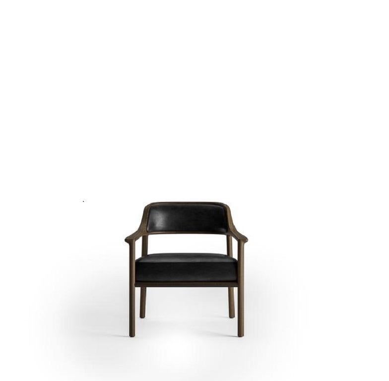 Modern Armchair in Black Leather and Solid Wood Molteni&C by Vincent Van Duysen For Sale