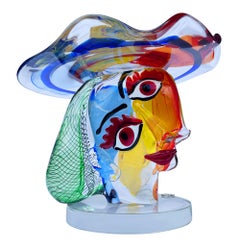 Walter Furlan "Omaggio a Picasso" Grande scultura in vetro artistico di Murano italiano